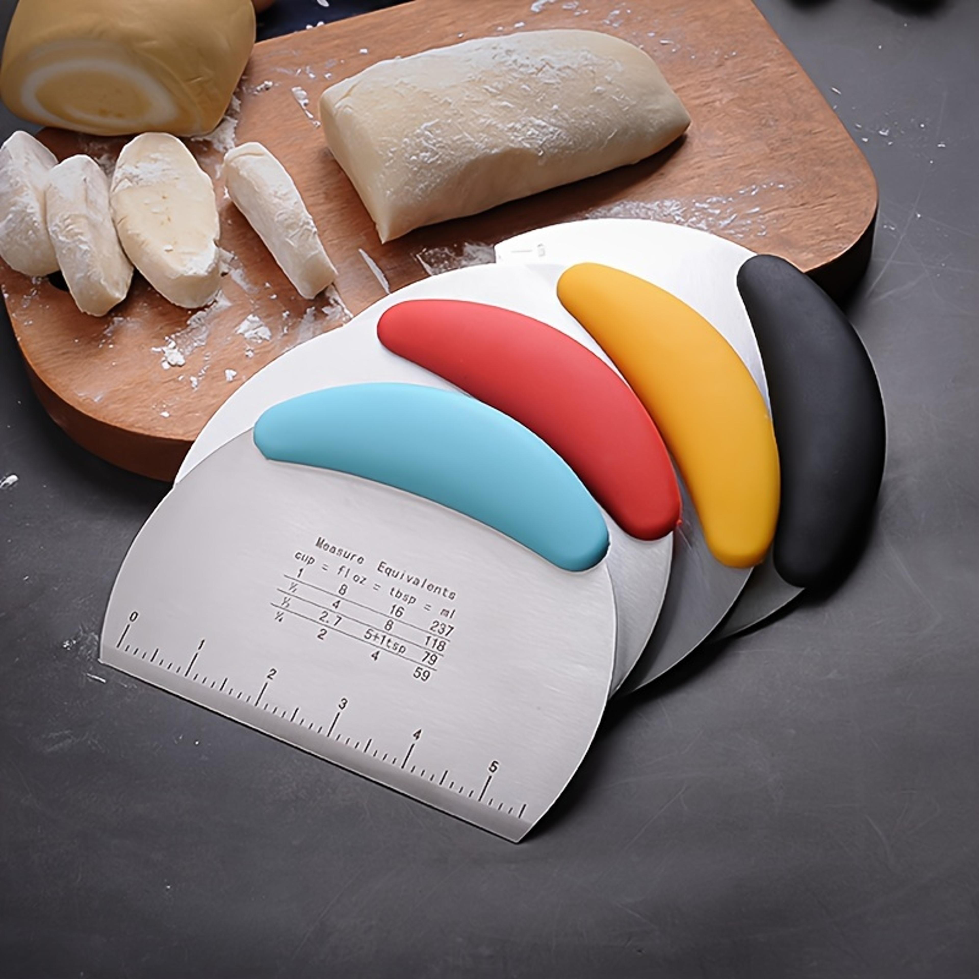 stainless steel dough scraper, multi use baking tool for pastries and bread, holiday safe kitchen gadget
