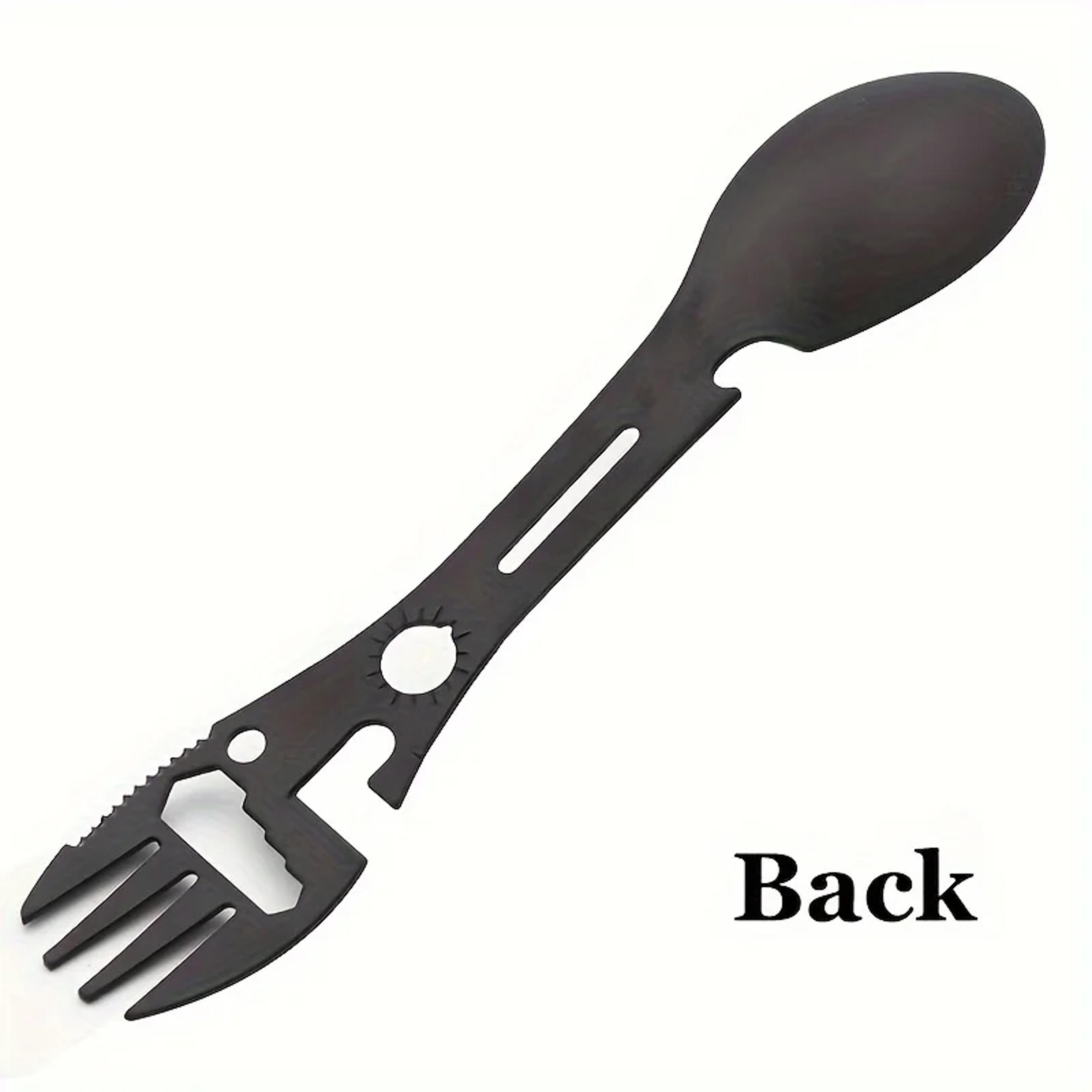 outdoor camping survival spork, wrench bottle opener spoon, kitchen multifunctional tool, multifunctional whistle knife