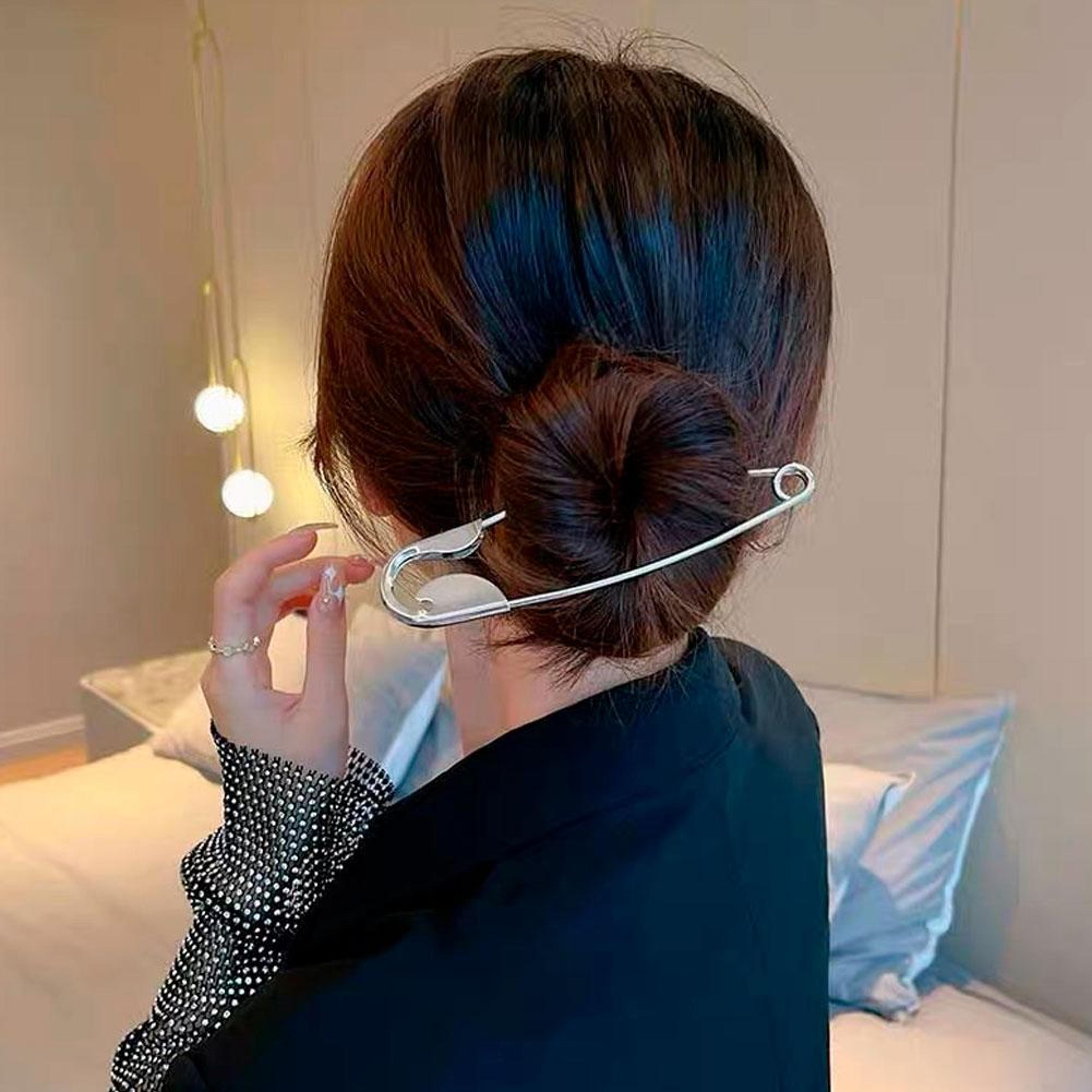 large safety pin metal hair claws barrettes, hairpins for women and girls, stylish hair accessories