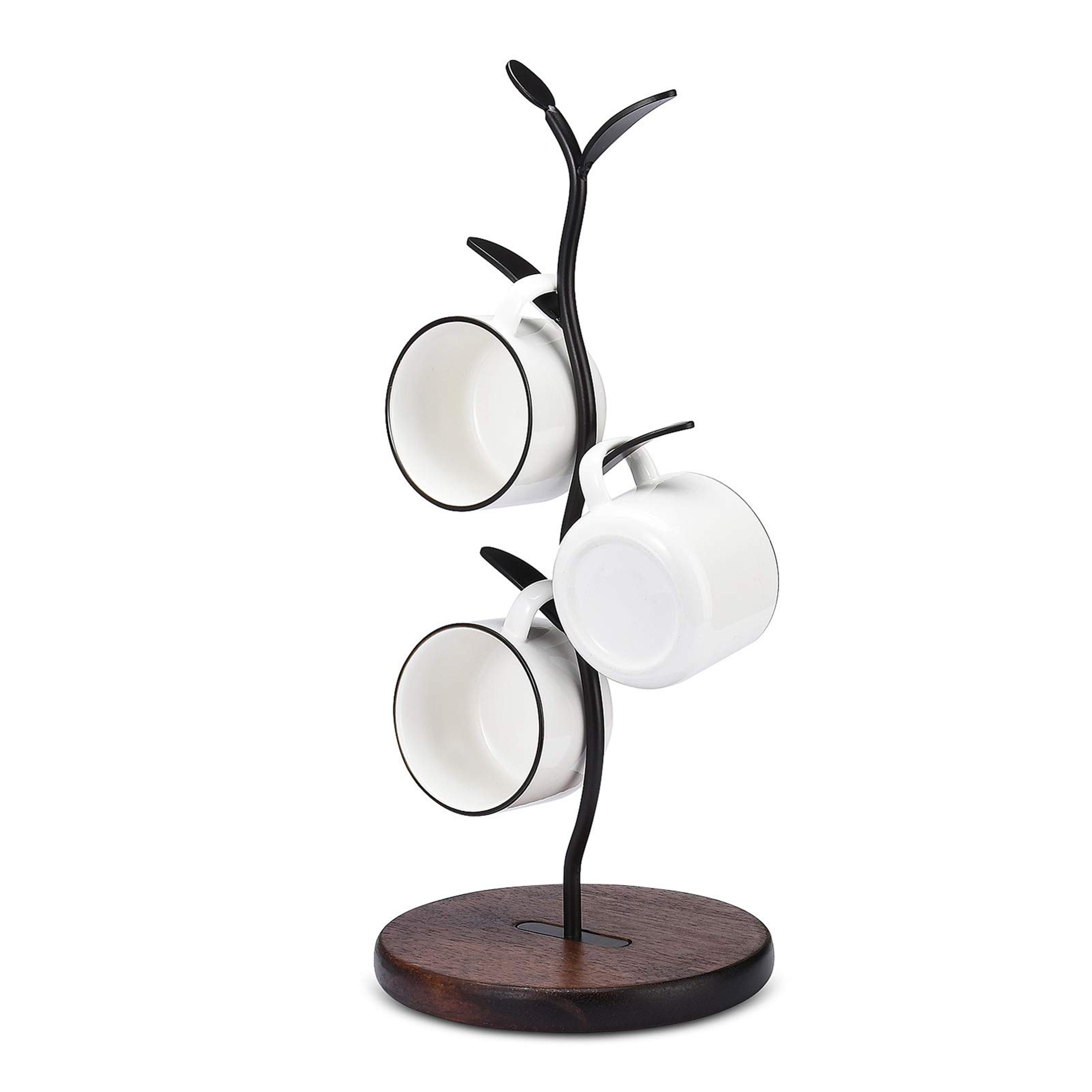 kitchen counter organizer, black countertop mug tree stand, coffee cup display storage rack