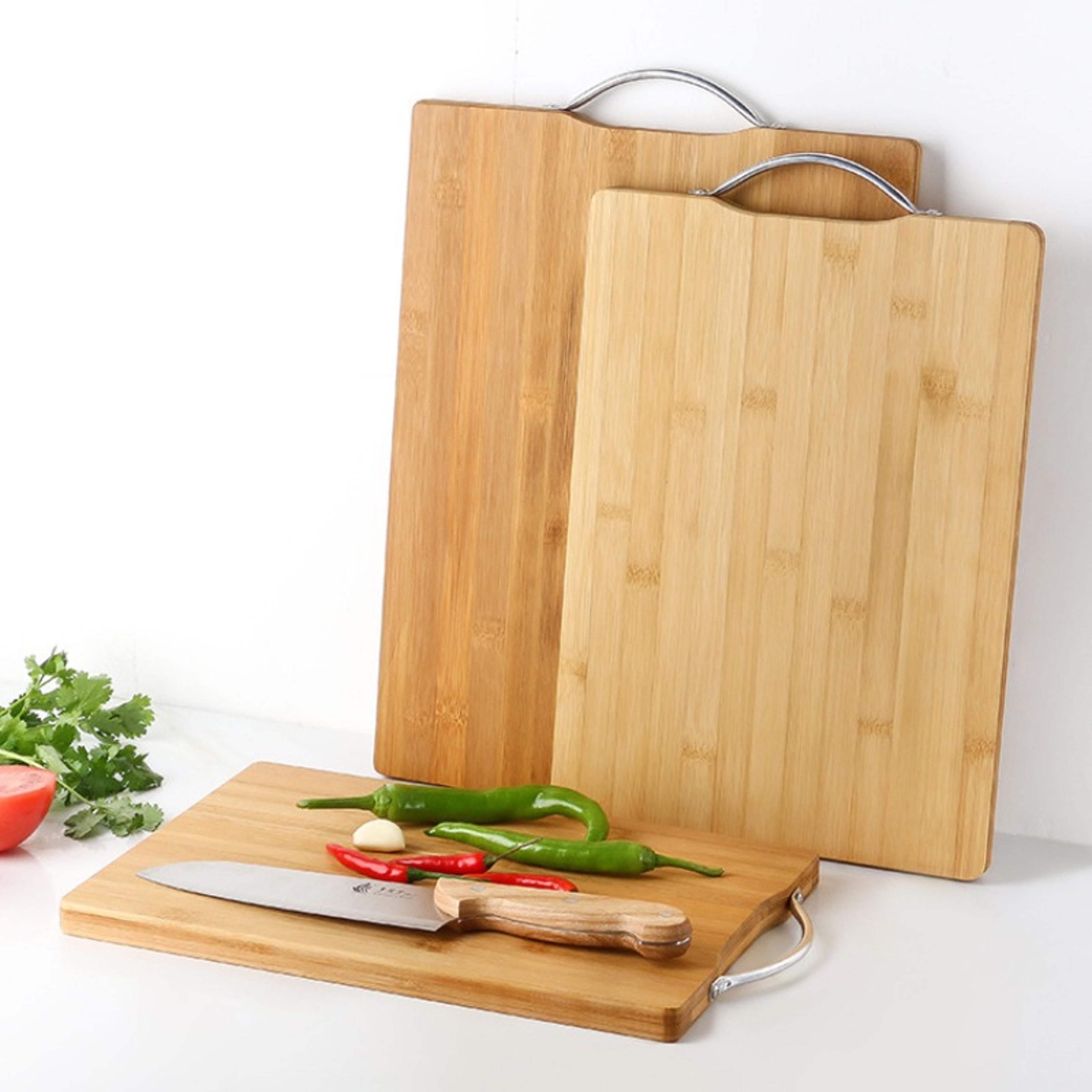 kitchen natural bamboo cutting board, large rectangular, thickened solid wood, double-sided use
