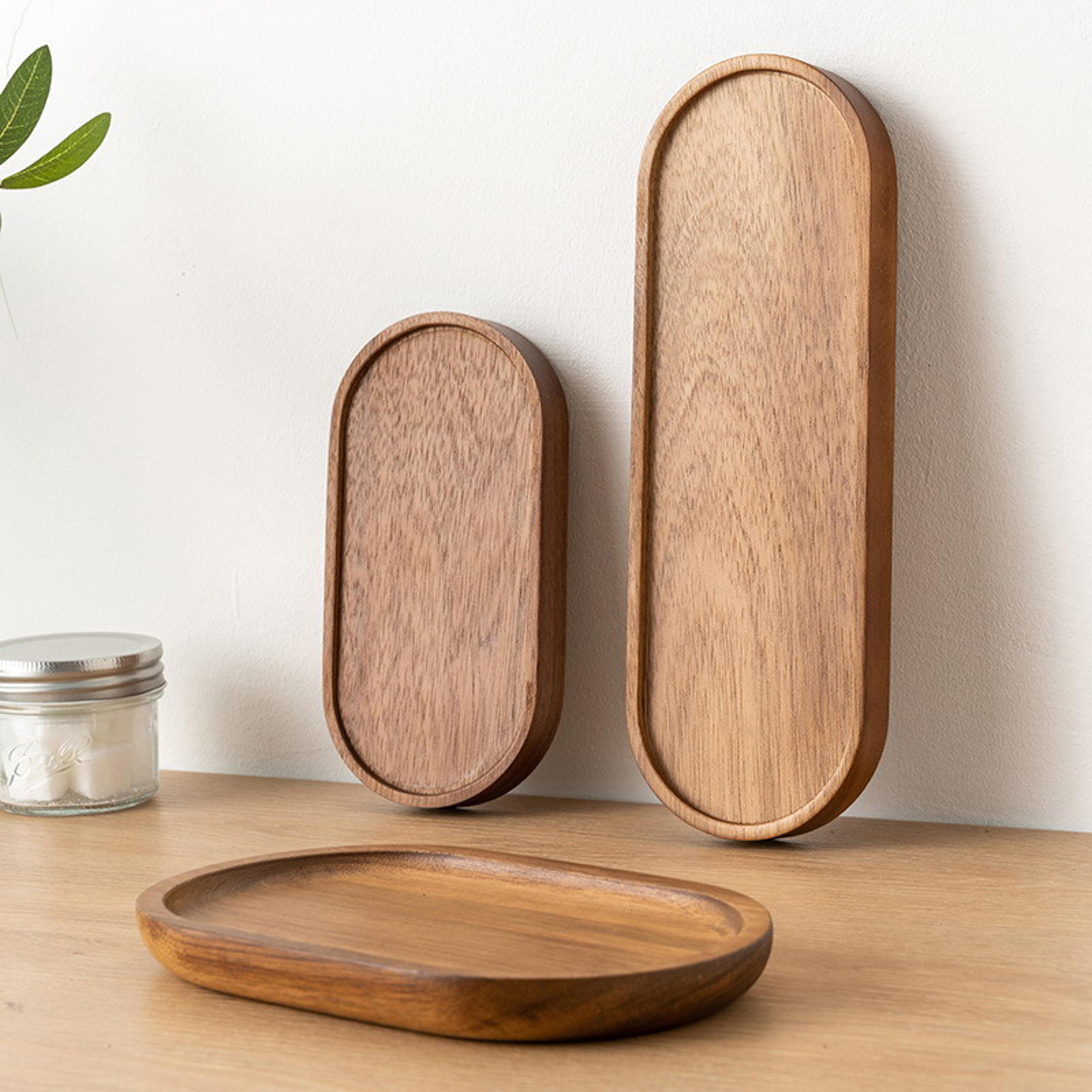 dessert plate, solid wood tableware, round rectangle snack tray, food tray for home use