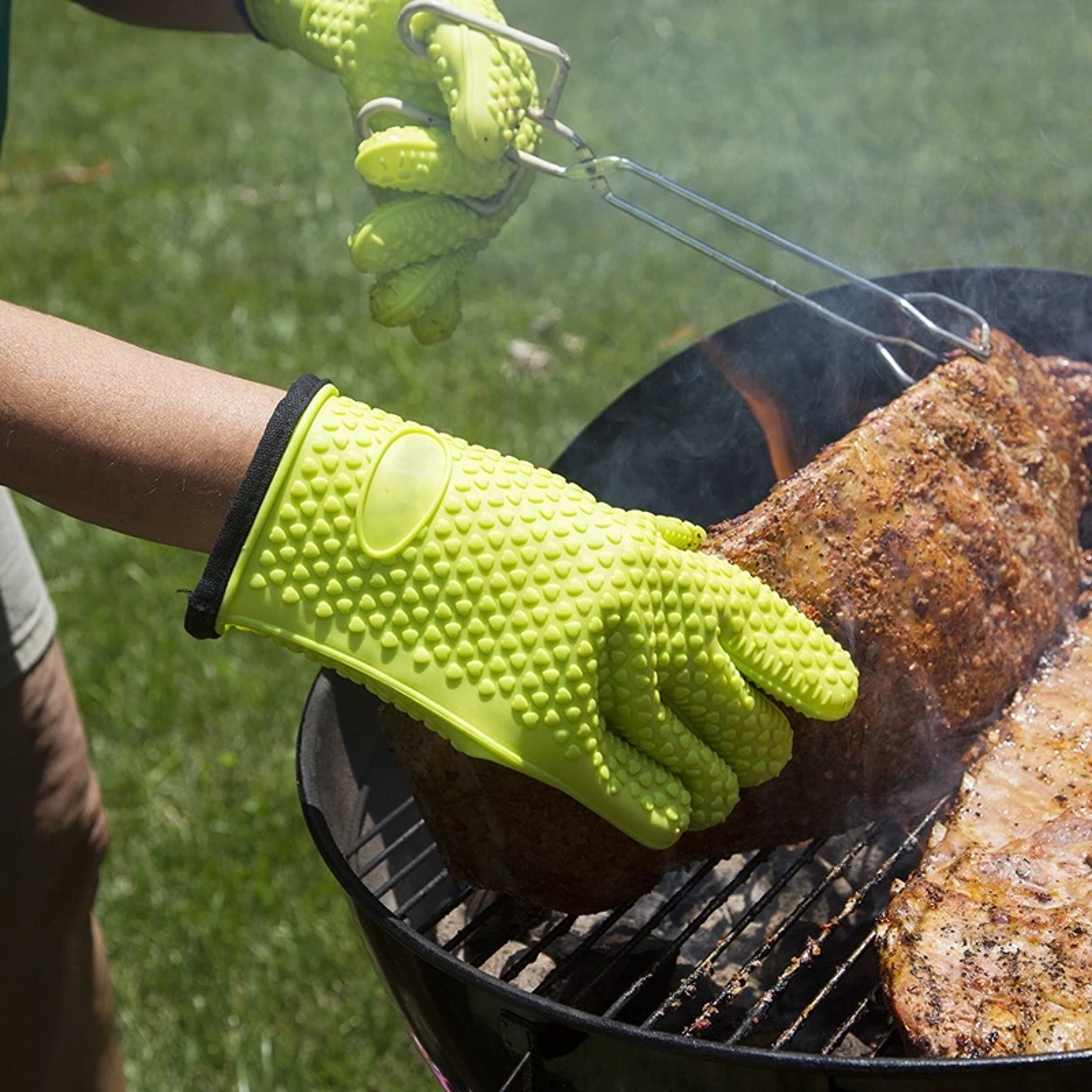 heat resistant silicone oven mitts anti-scald gloves for baking bbq microwave, durable potholder for kitchen use