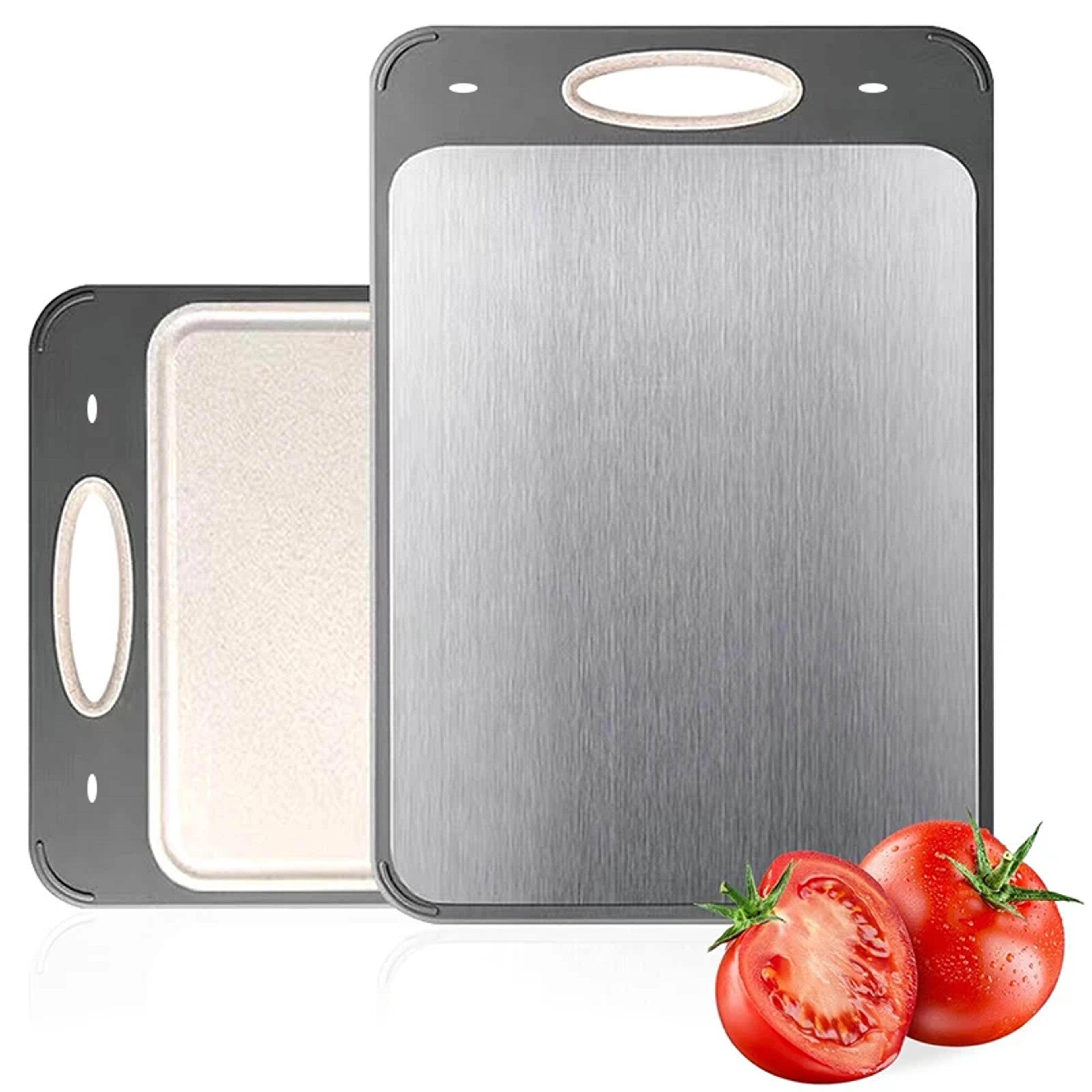 stainless steel double-sided cutting board for meat, vegetables, fruits, wheat grass, kitchen easy handle board
