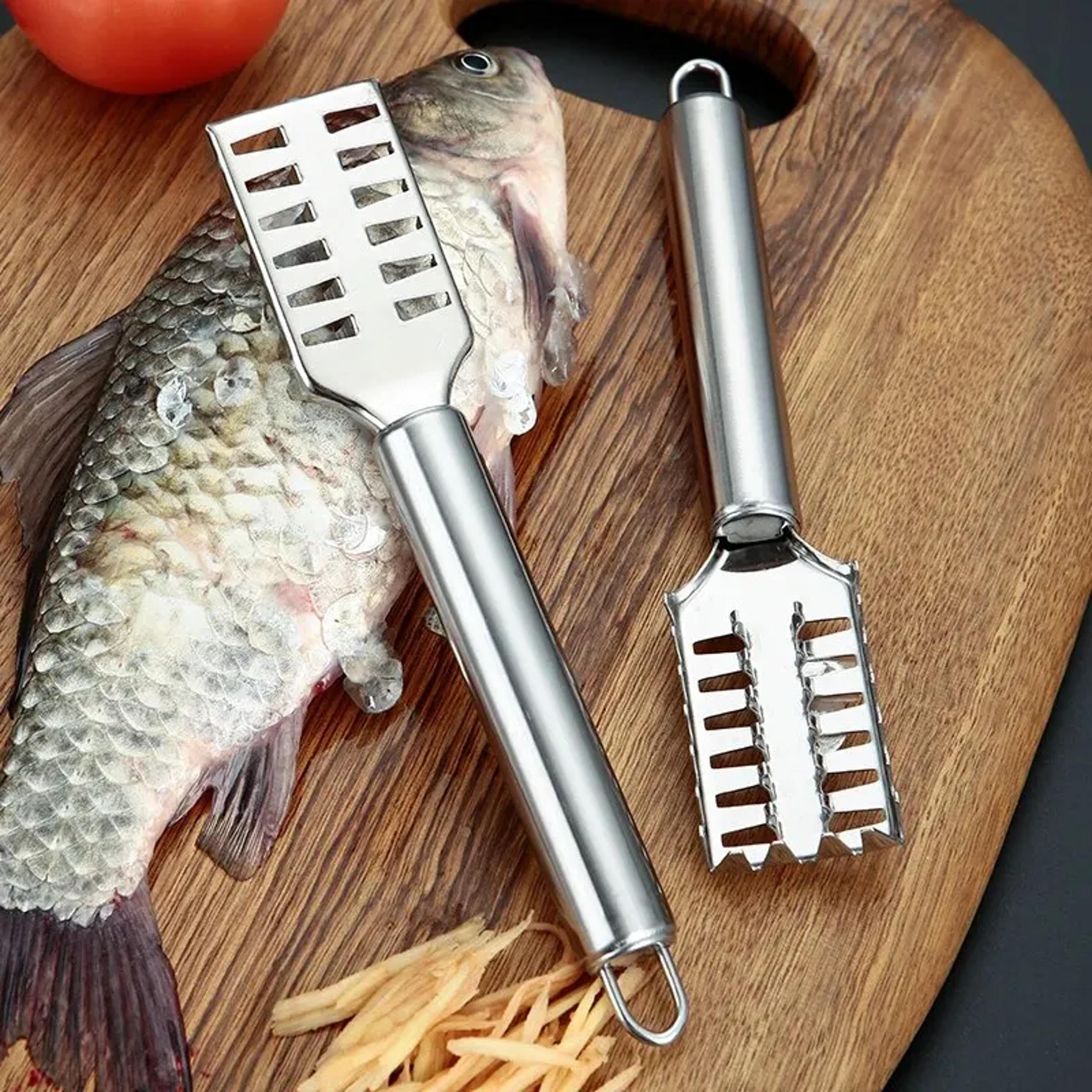 stainless steel fish scale knife with sawtooth edge, kitchen fish cleaning tool for boning filleting