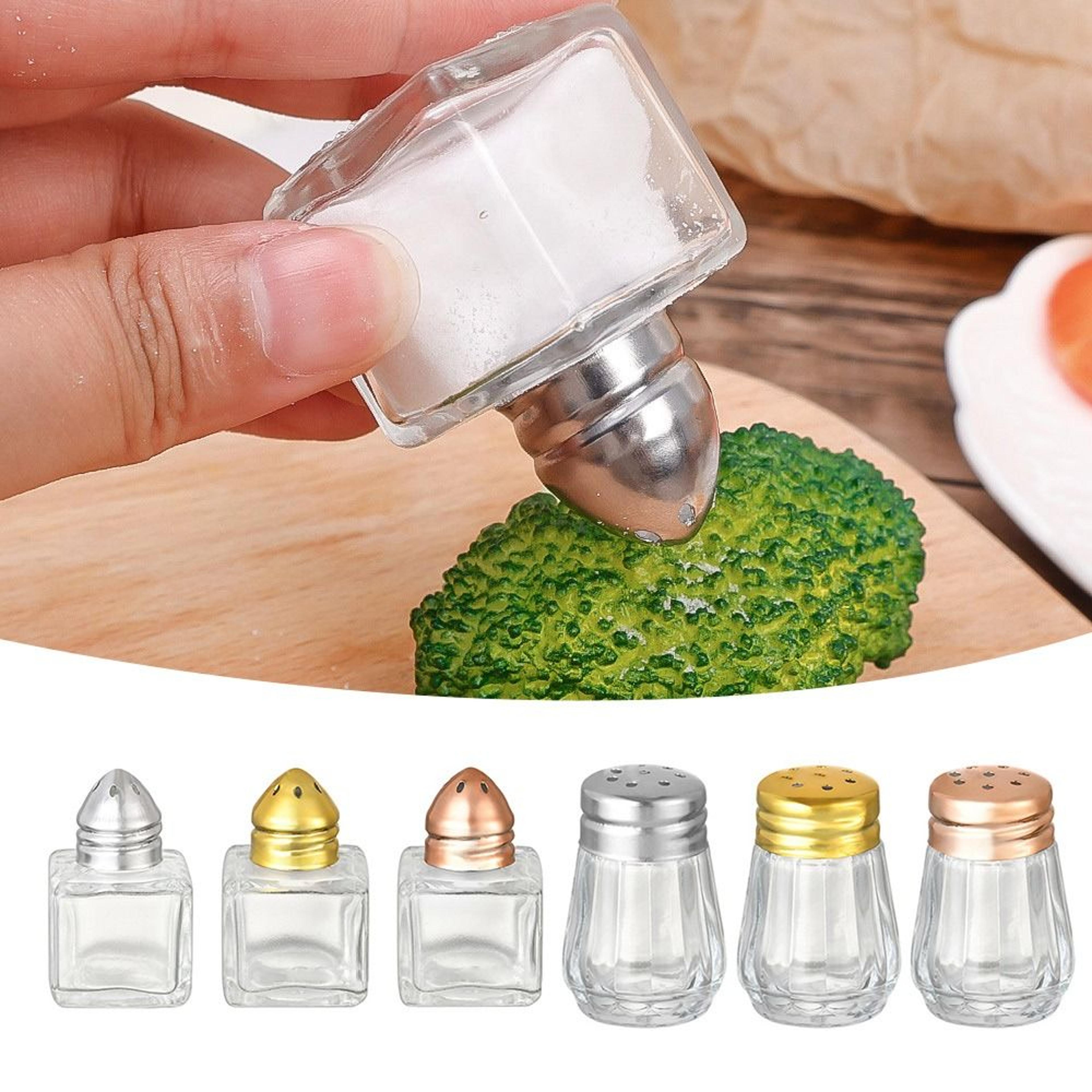 mini seasoning bottle with lid, transparent glass spice jars for bbq, salt pepper shaker food storage