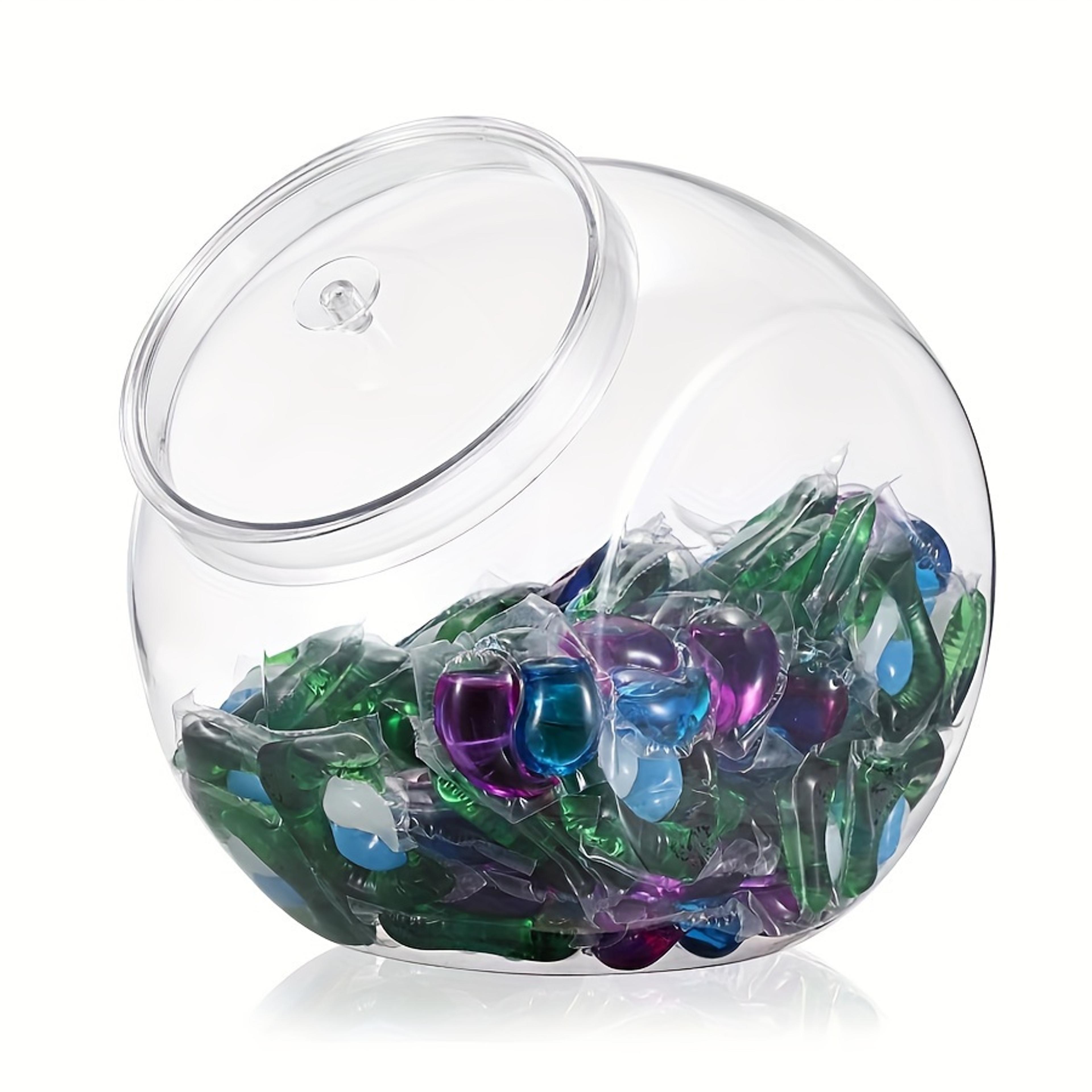 laundry pods container with lid, wide mouth storage box for laundry room organization