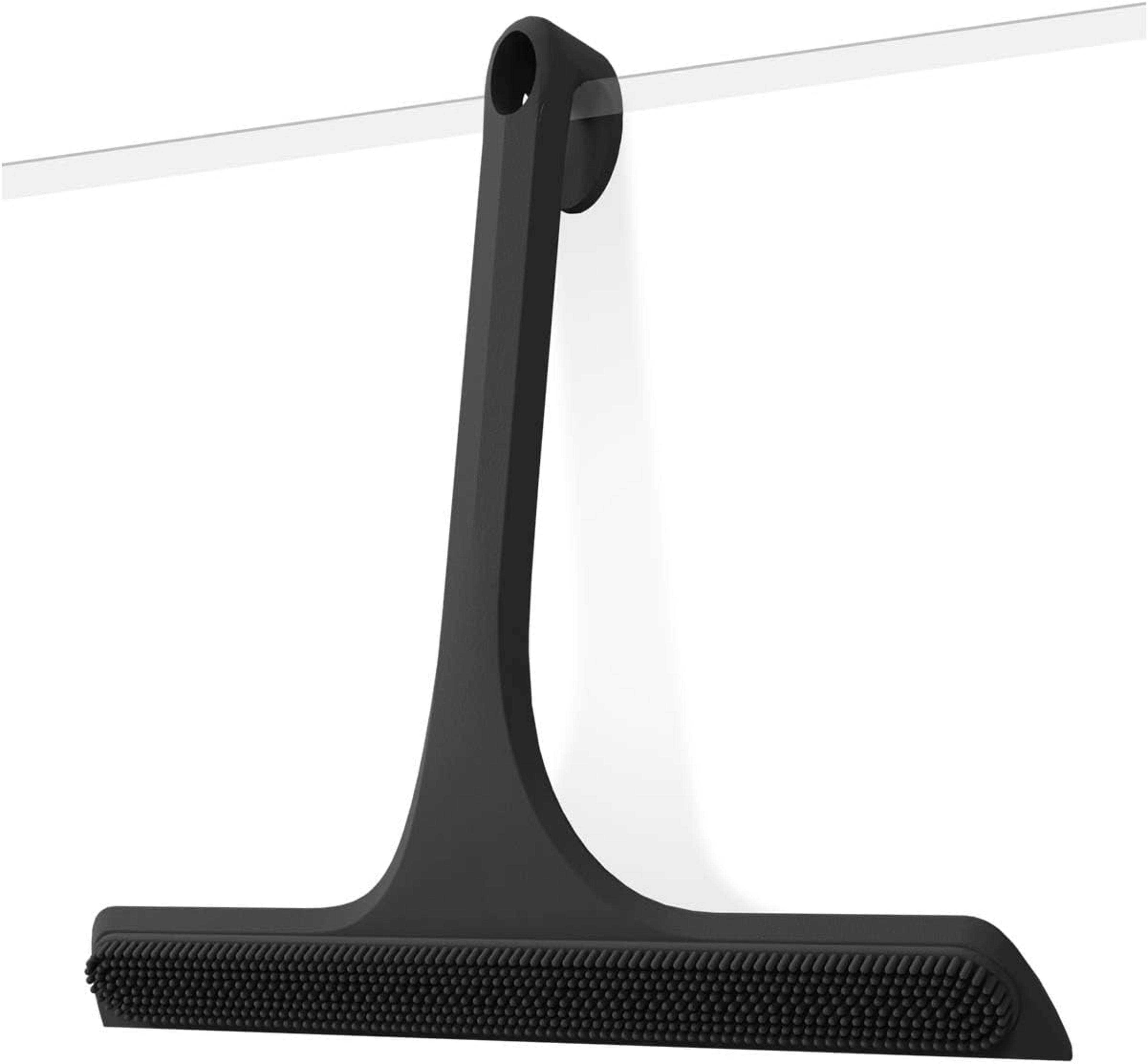 glass door shower squeegee, integrated silicone, built-in hook for easy hanging