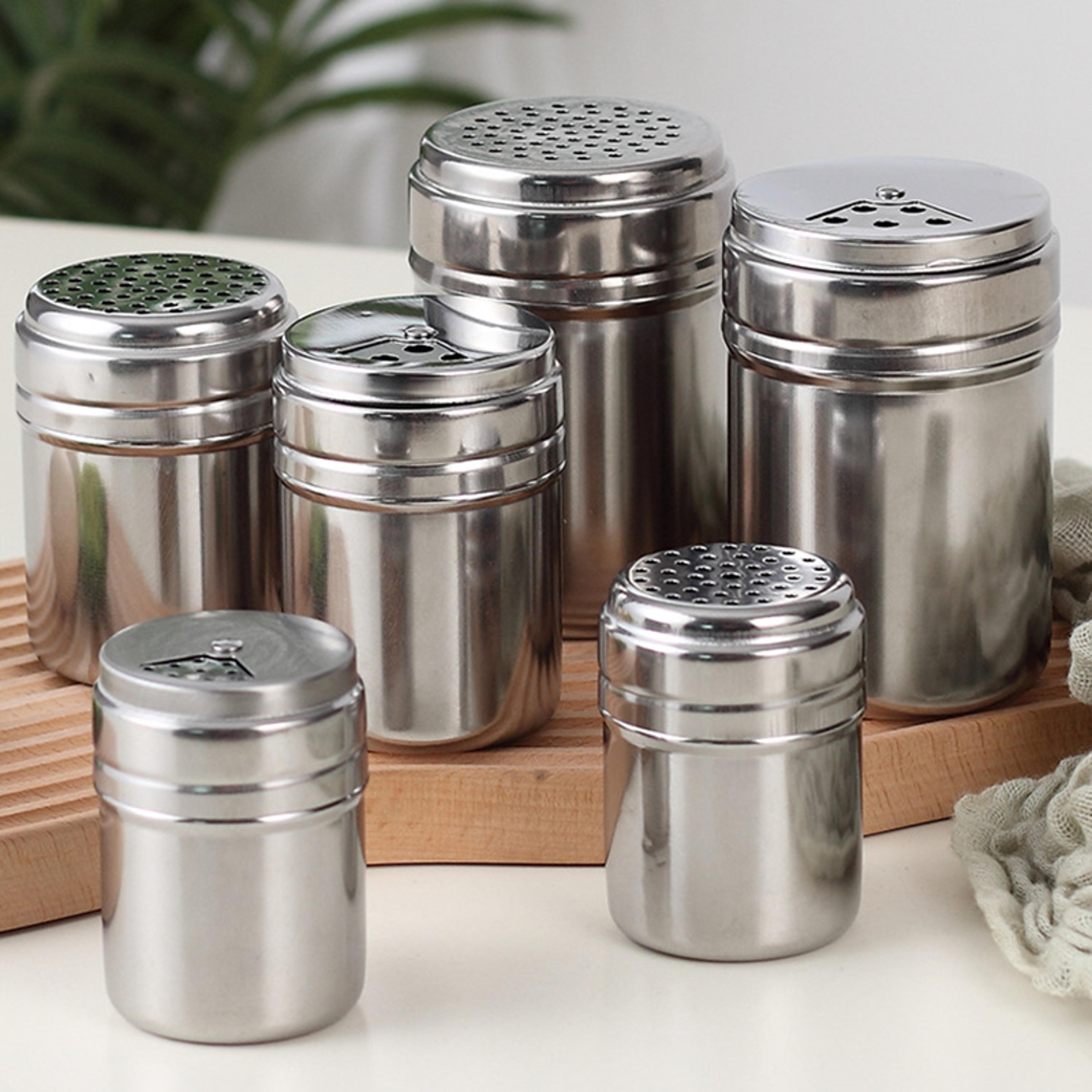 stainless steel multi-purpose seasoning jar, spice pepper shaker, toothpick holder, salt and sugar bottle with rotating