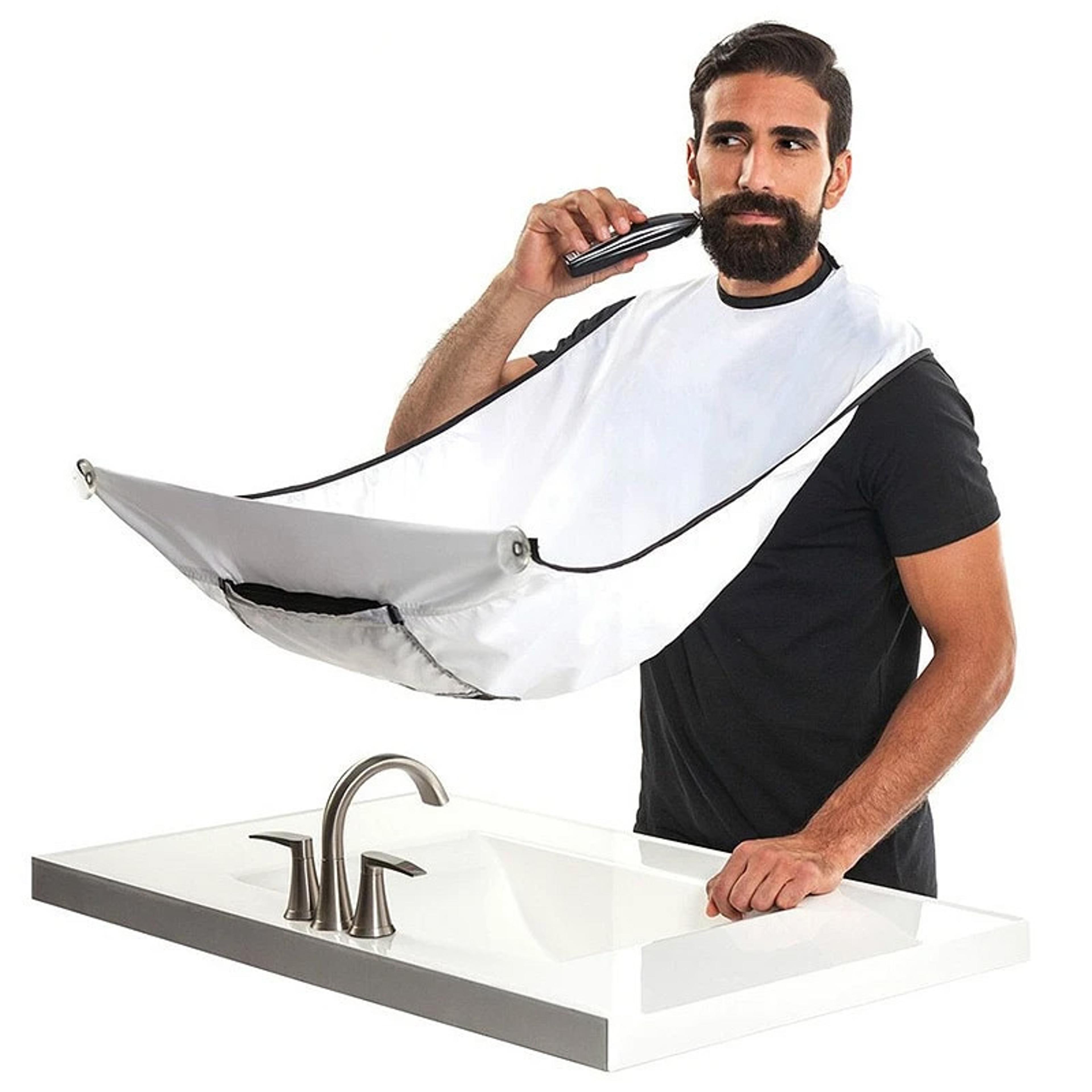 beard shaving cape with suction cups, mustache shaving apron for easy clean up hair removal tool for men