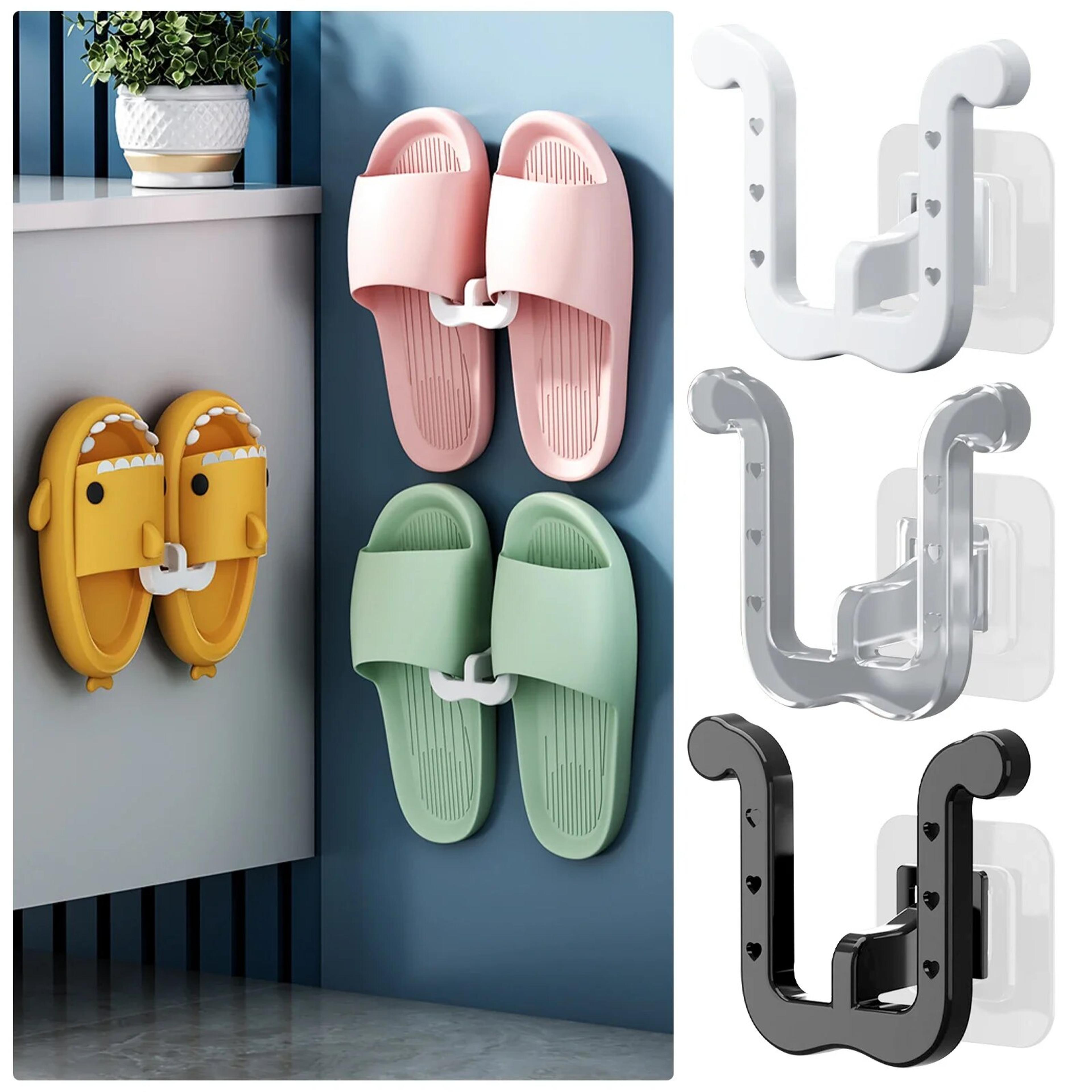wall mounted u-shaped slipper rack, bathroom storage sandal holder for toilet drainage
