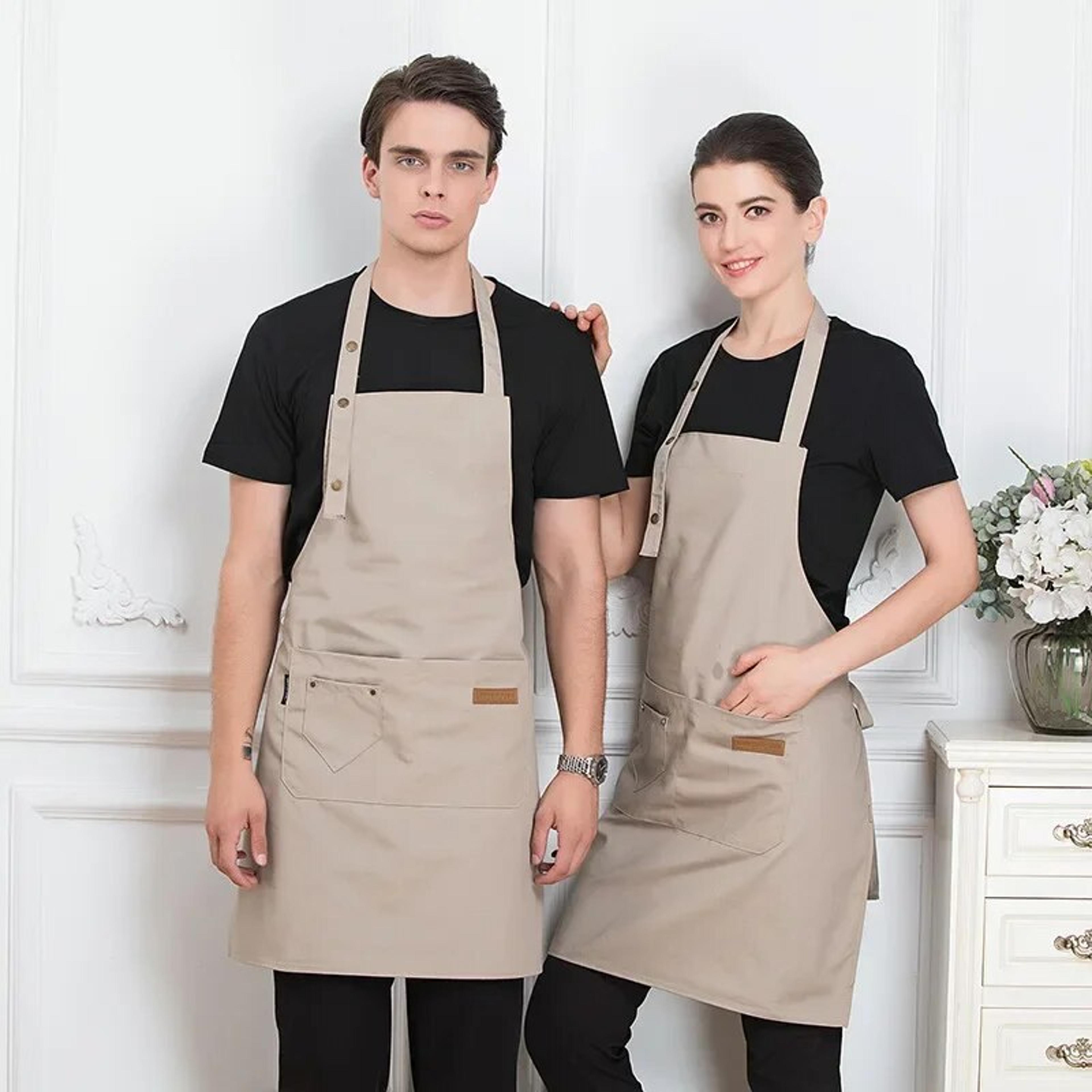 kitchen aprons for women and men, chef work apron for grill, restaurant, bar, shop, cafes, and beauty nails studios