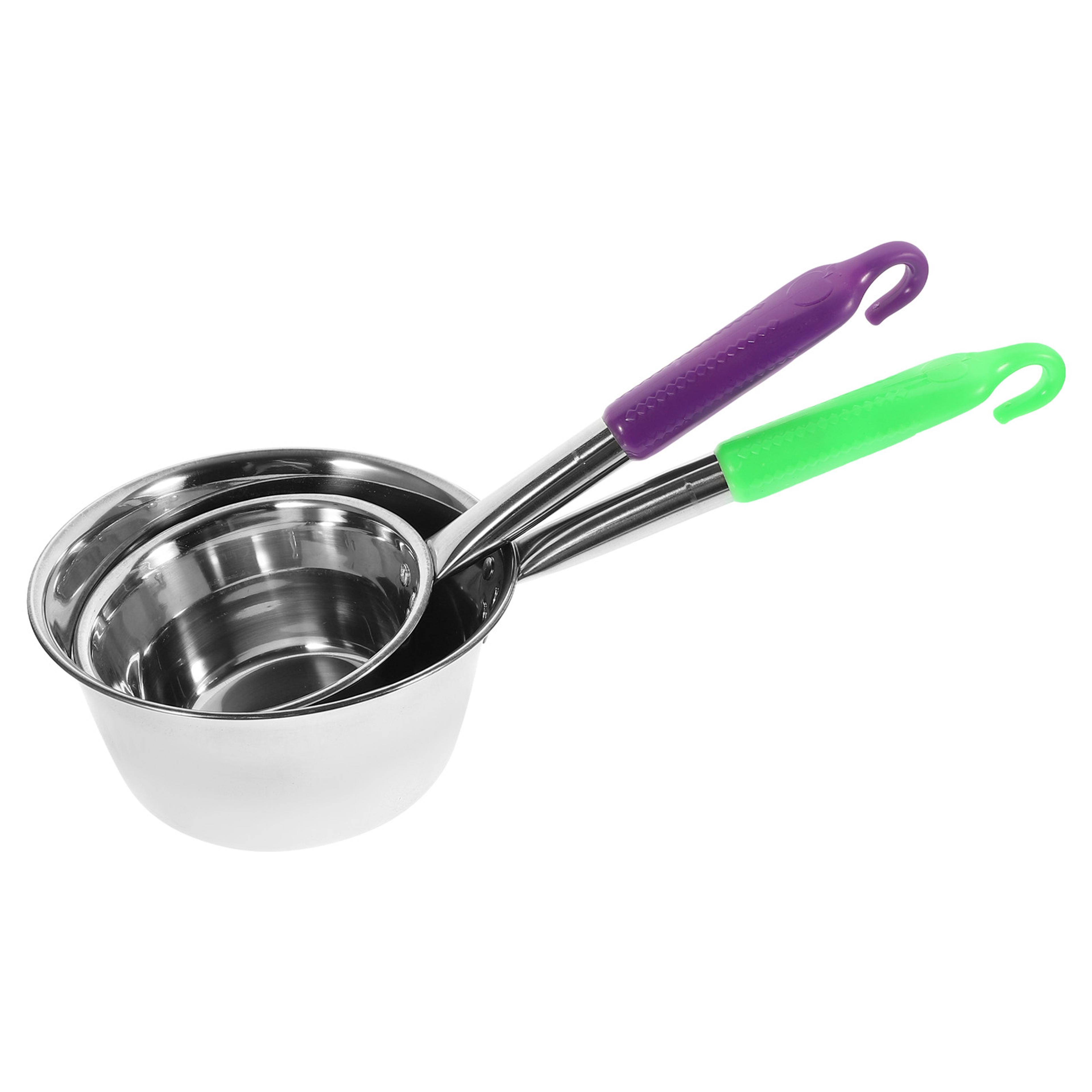 stainless steel water scoop with long handle, large capacity ladle for kitchen, bathroom, shower