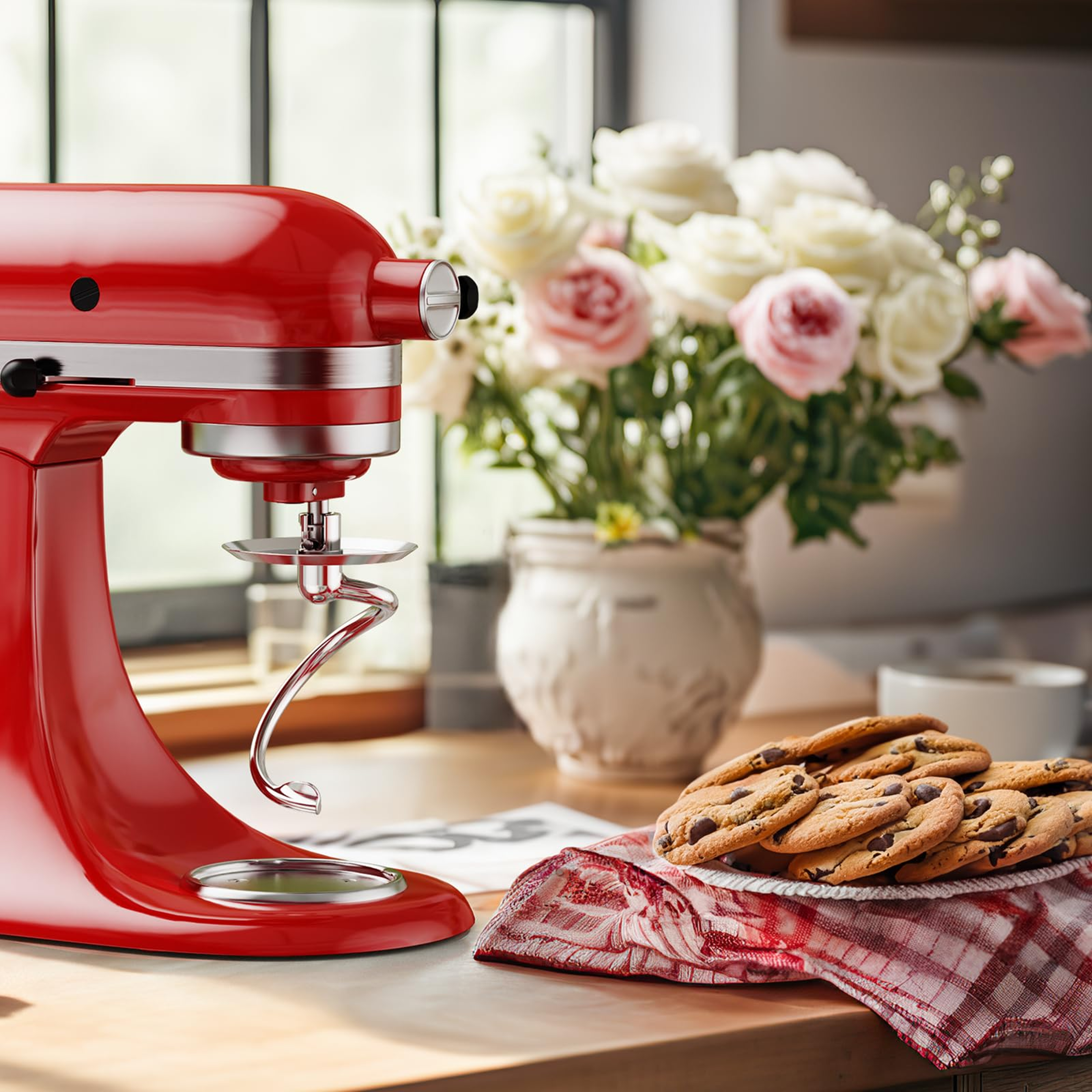 stainless steel spiral dough hook, kitchen aid mixer attachment, bread hook, dishwasher safe