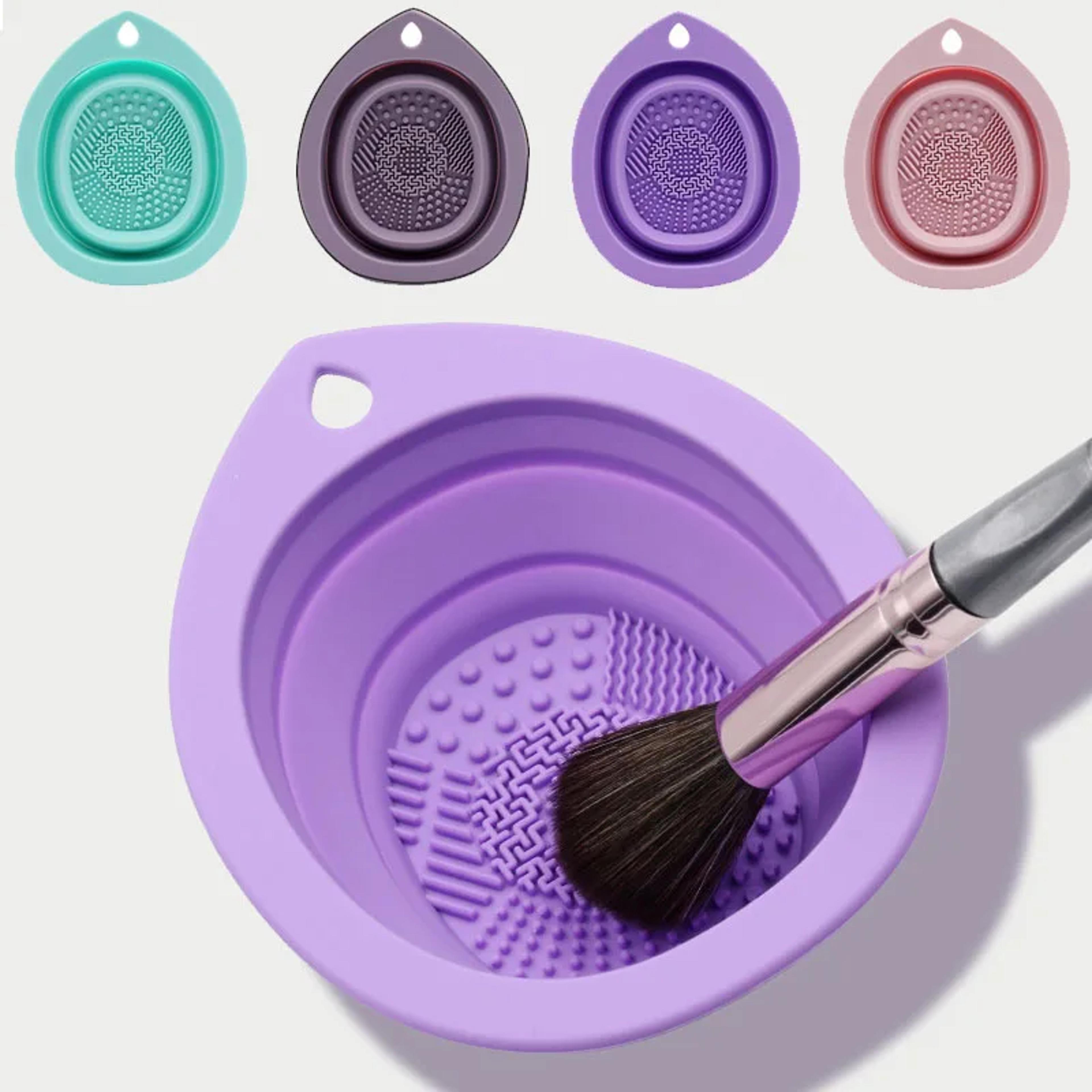 silicone makeup brush cleaner folding cleaning bowl, powder puff washing soft mat beauty tools scrubber box