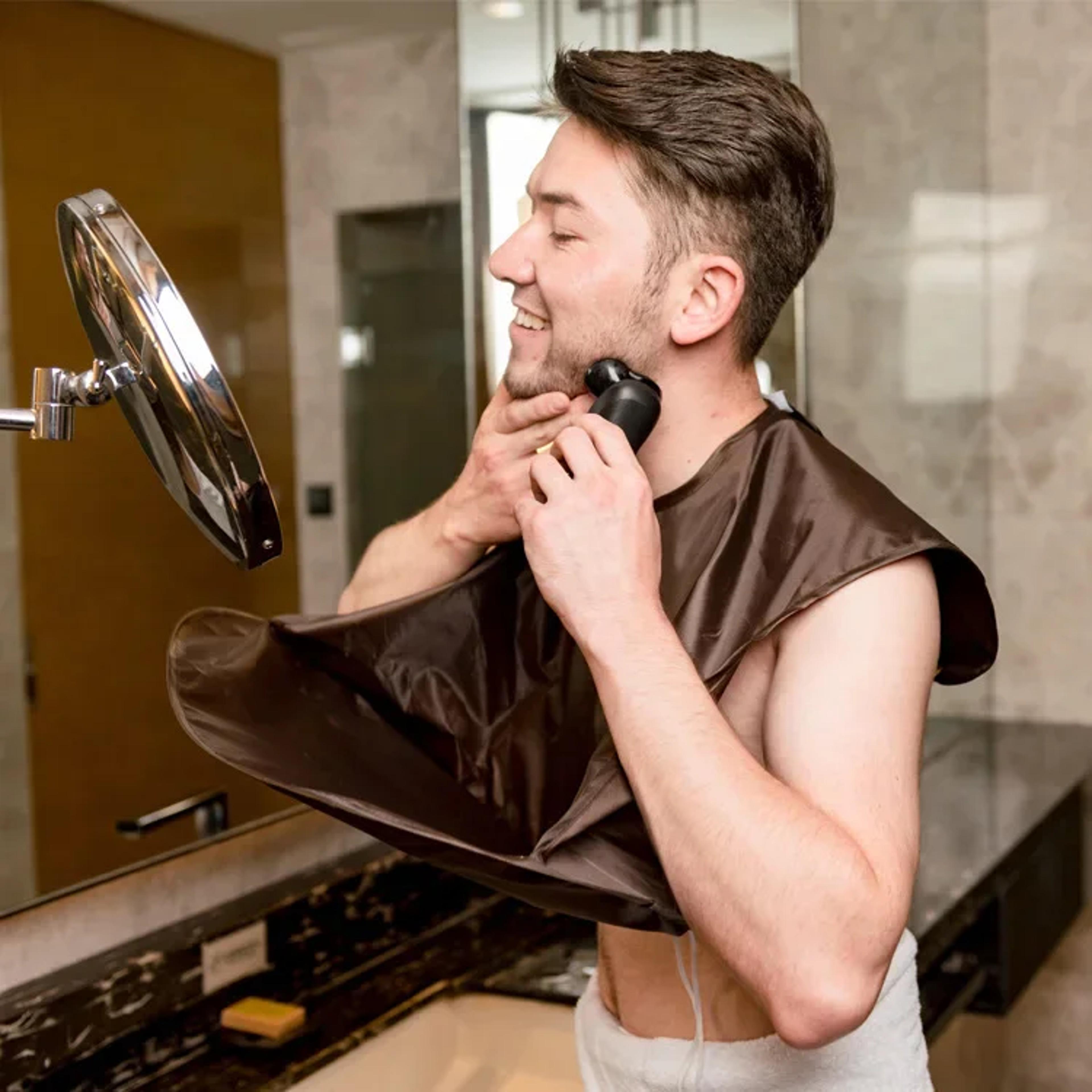 multifunction foldable beard hair cutting apron for men, portable shaving apron, easy cleaning barbershop supplies
