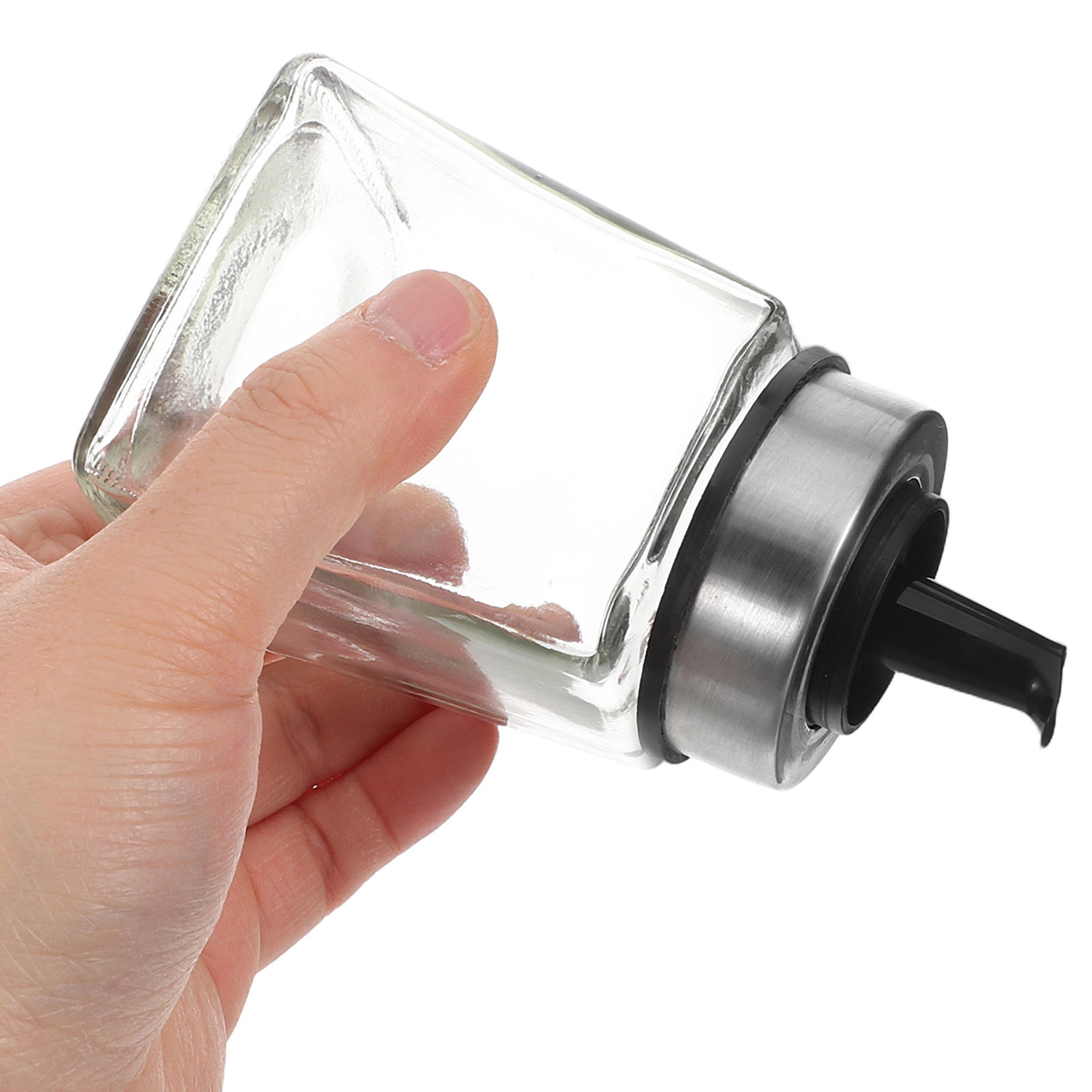 glass oil dispenser bottle, cooking oil vinegar storage with spout, reusable jar for home travel