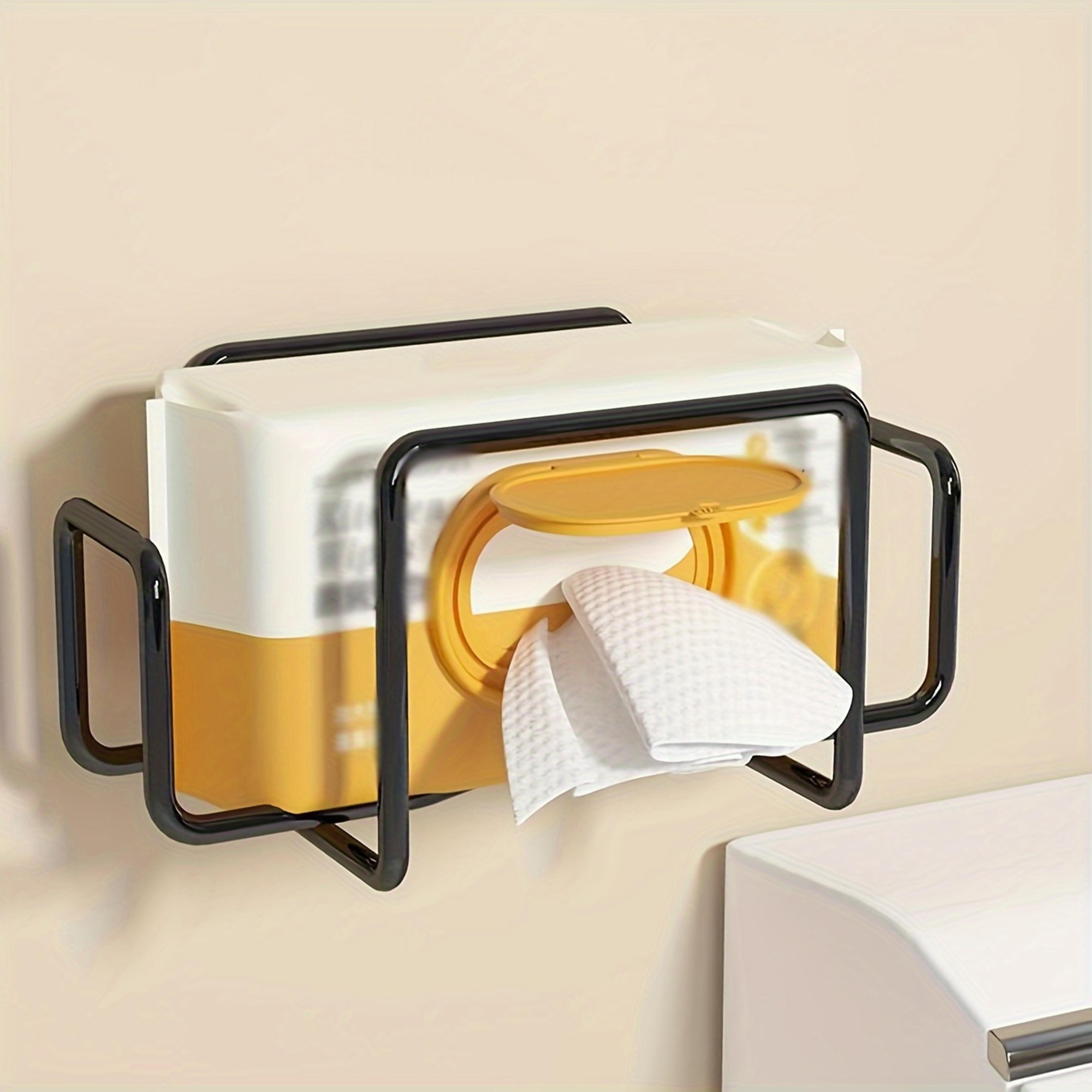 wall mount paper towel dispenser, non-drill adhesive towel storage box for bathroom, kitchen, toilet