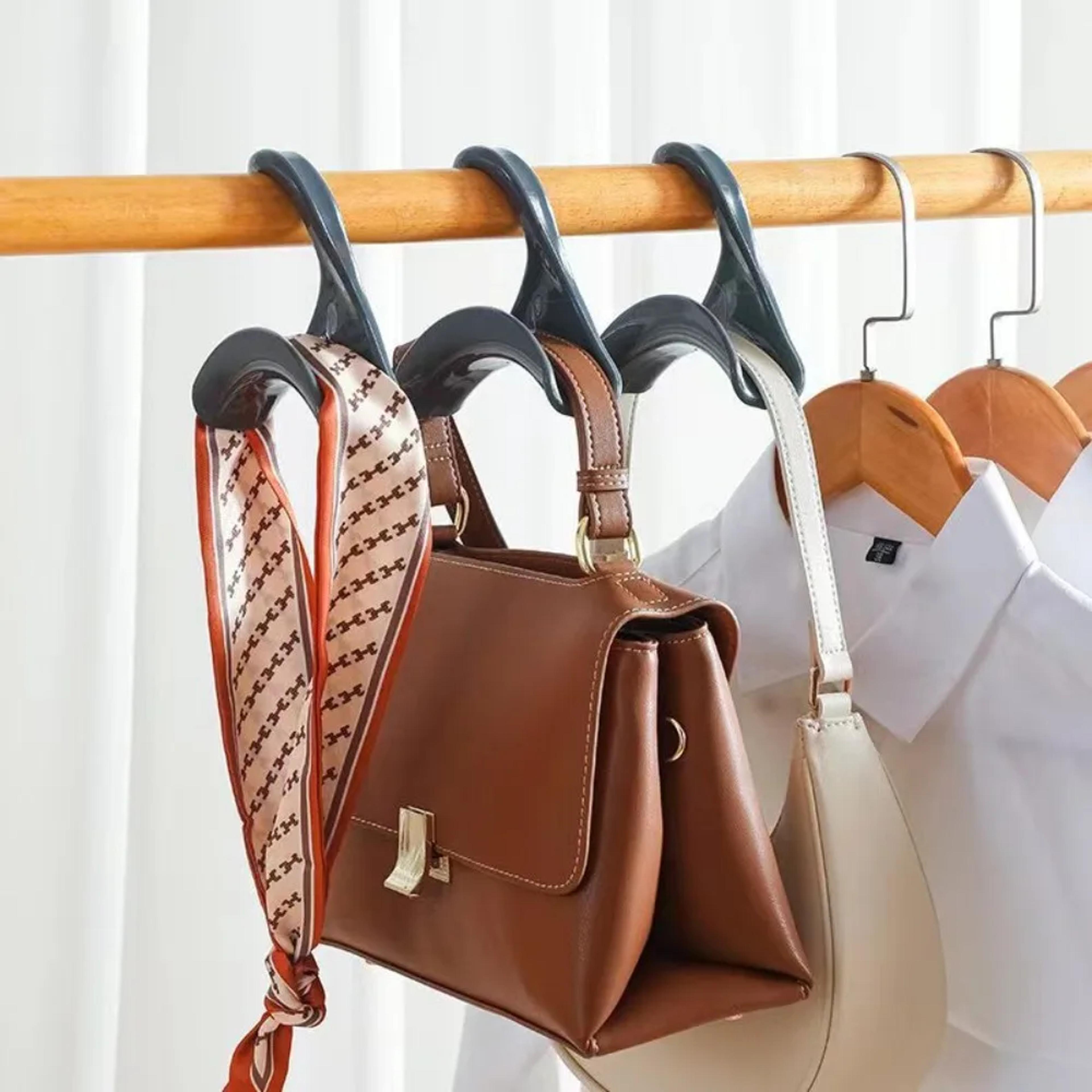 space saving handbag hanger hook, closet organizer rack for bags, caps, scarves, hats multi-purpose wardrobe organizer