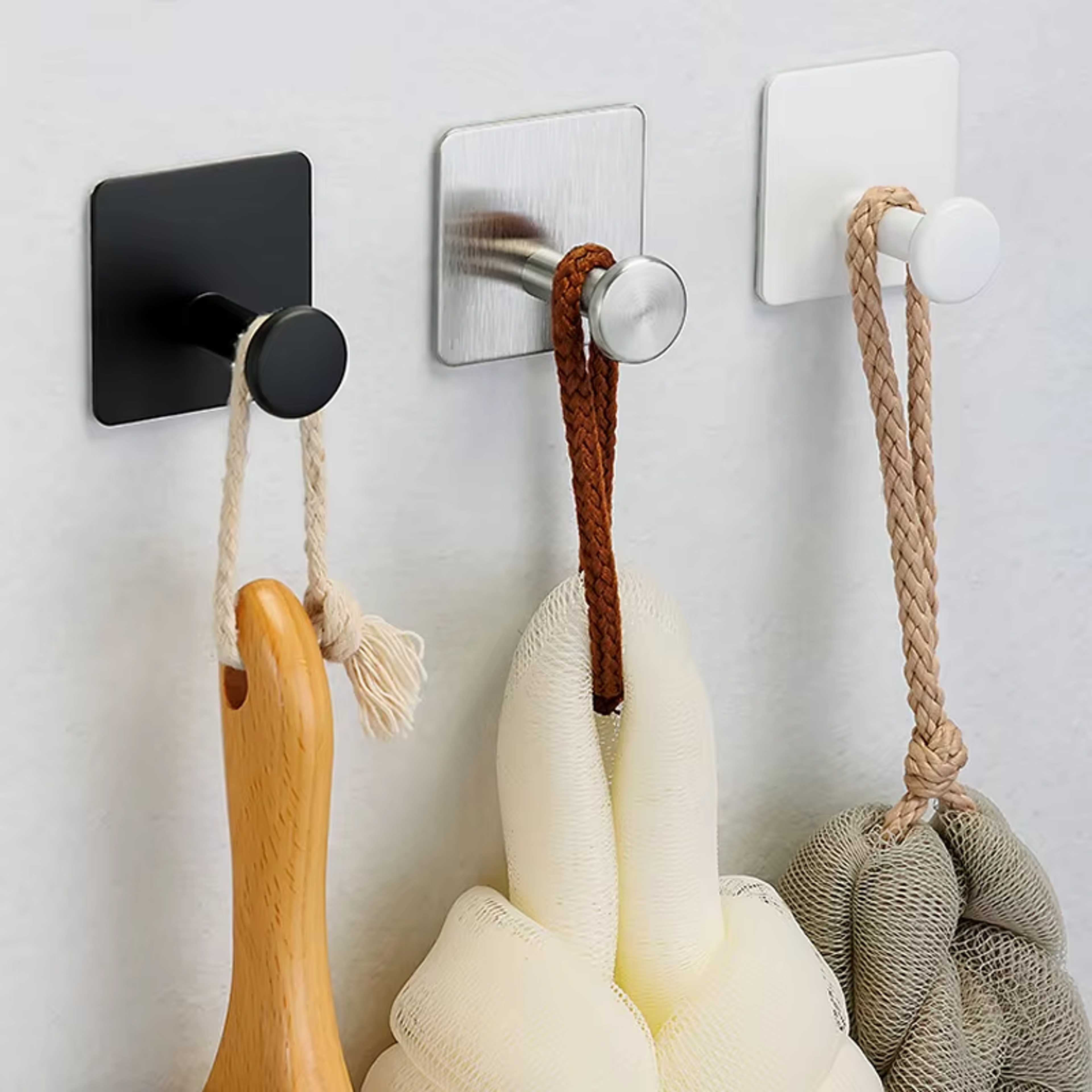 heavy duty adhesive towel hooks, stick on hanger, waterproof stainless steel for kitchen, bathroom, home