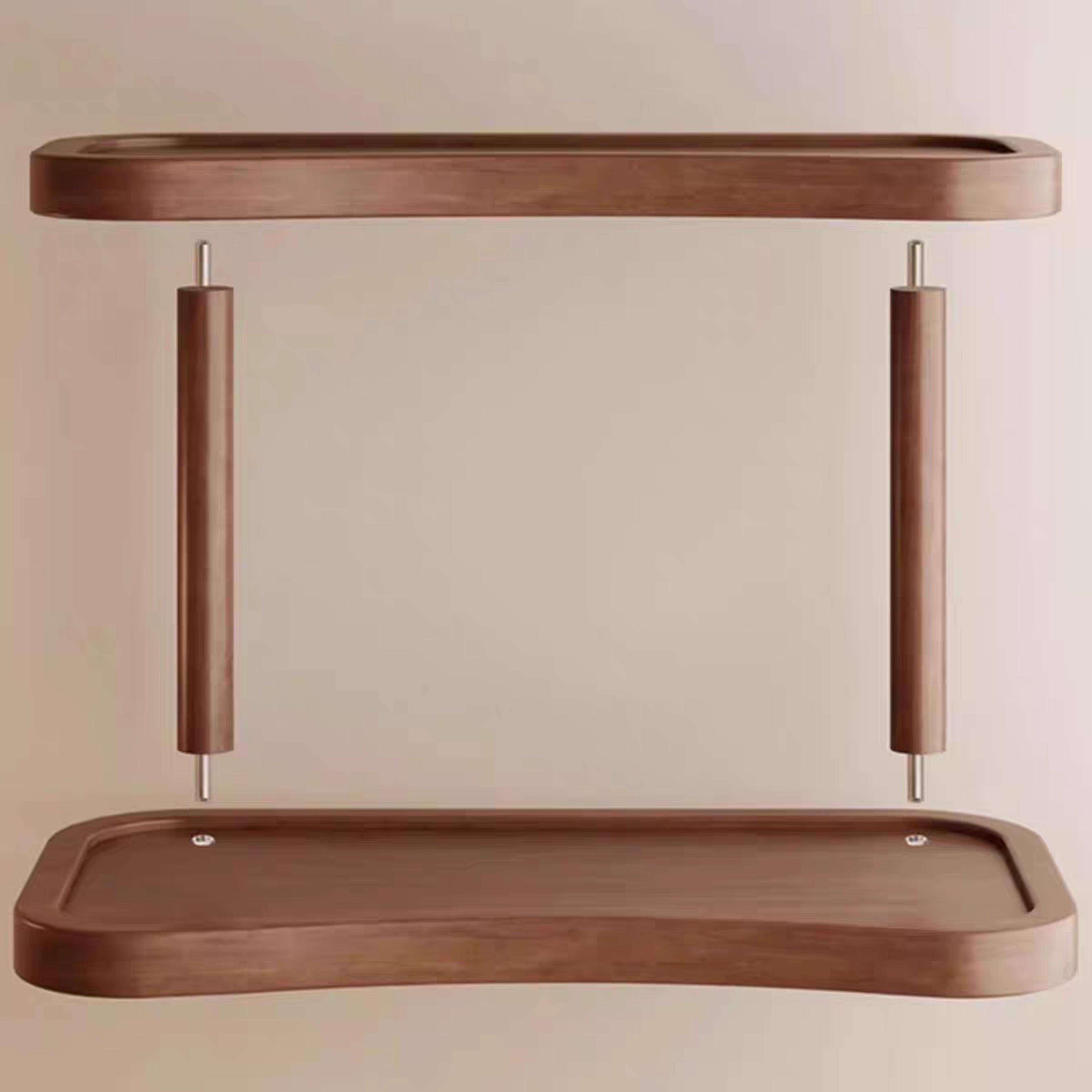 bamboo wooden cup holder for coffee bar, makeup organizer for vanity, mug display rack, kitchen storage shelf