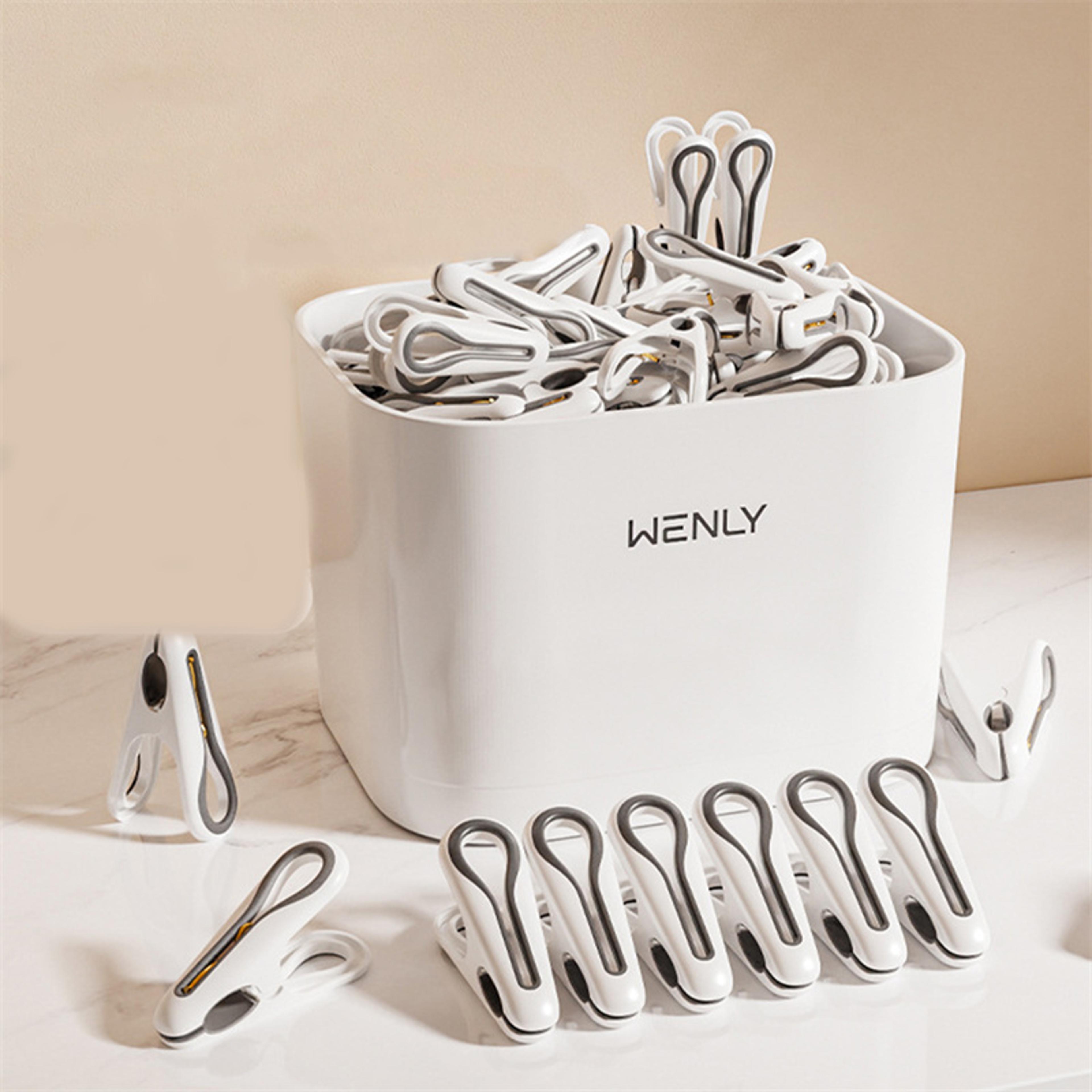 laundry clips with storage basket, plastic clothes pins, perfect for socks, underwear, food, and household organization