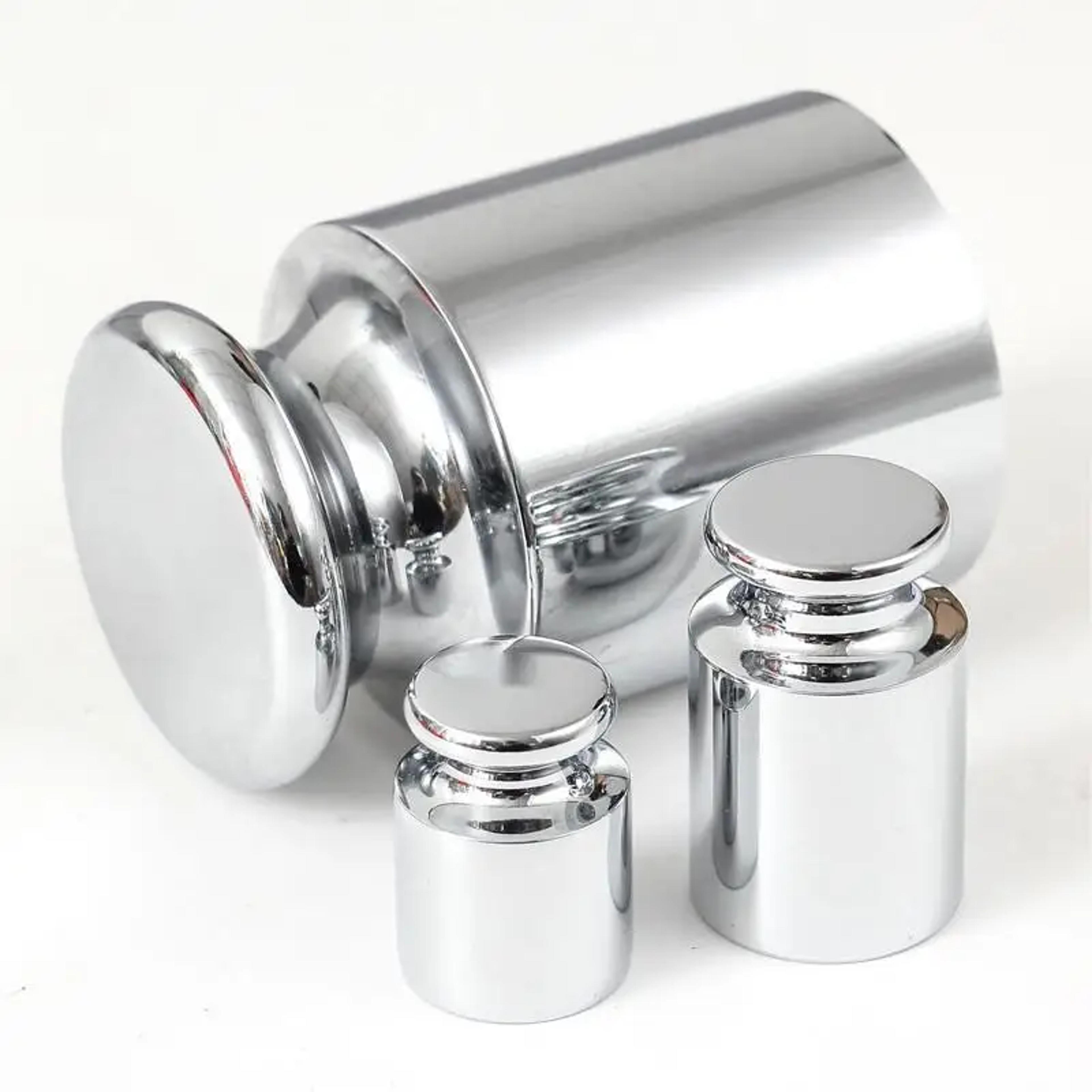 scale weights set for accurate calibration, chrome plated weighing scales
