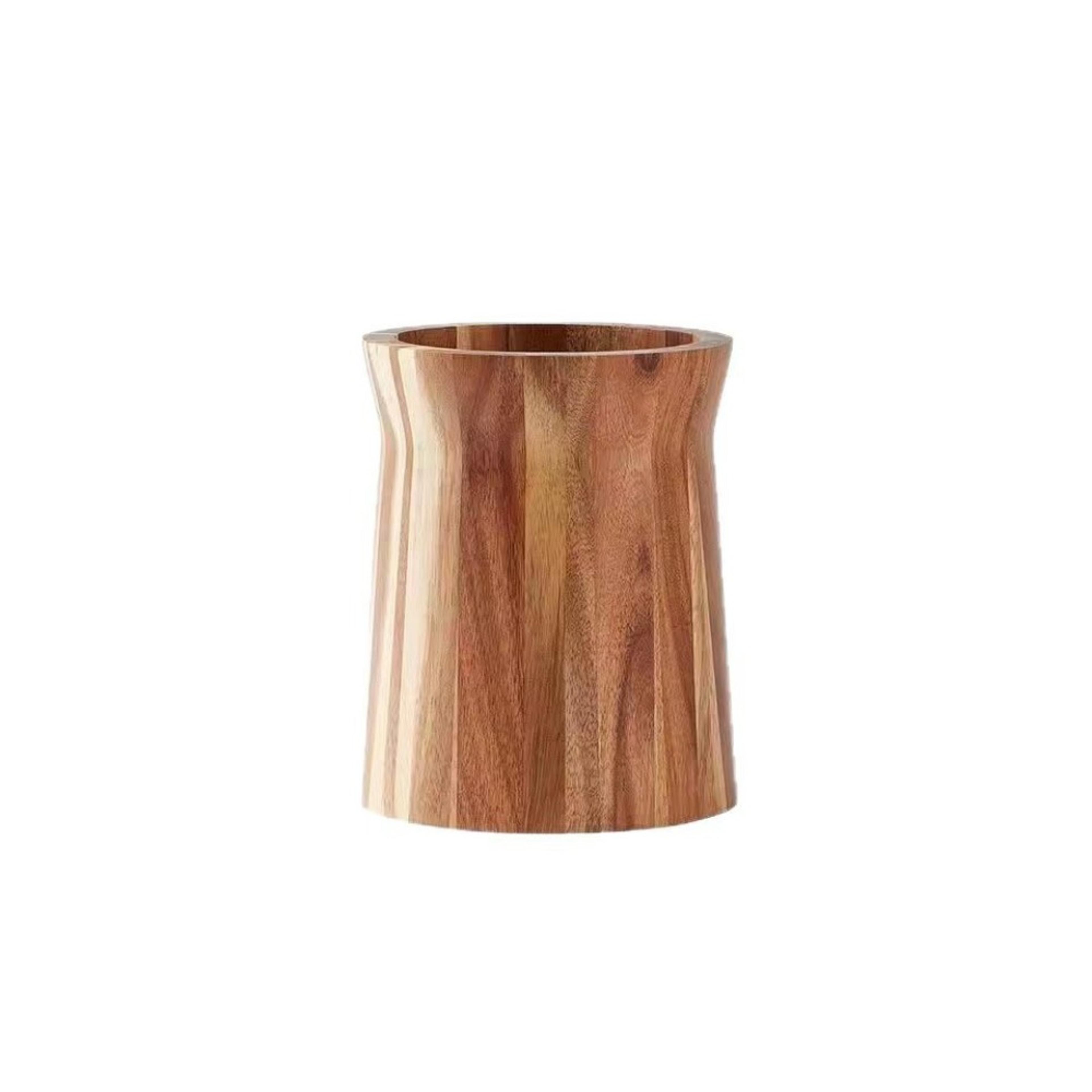 wooden rotating utensil holder, farmhouse style trapezoidal cutlery storage box, smooth surface