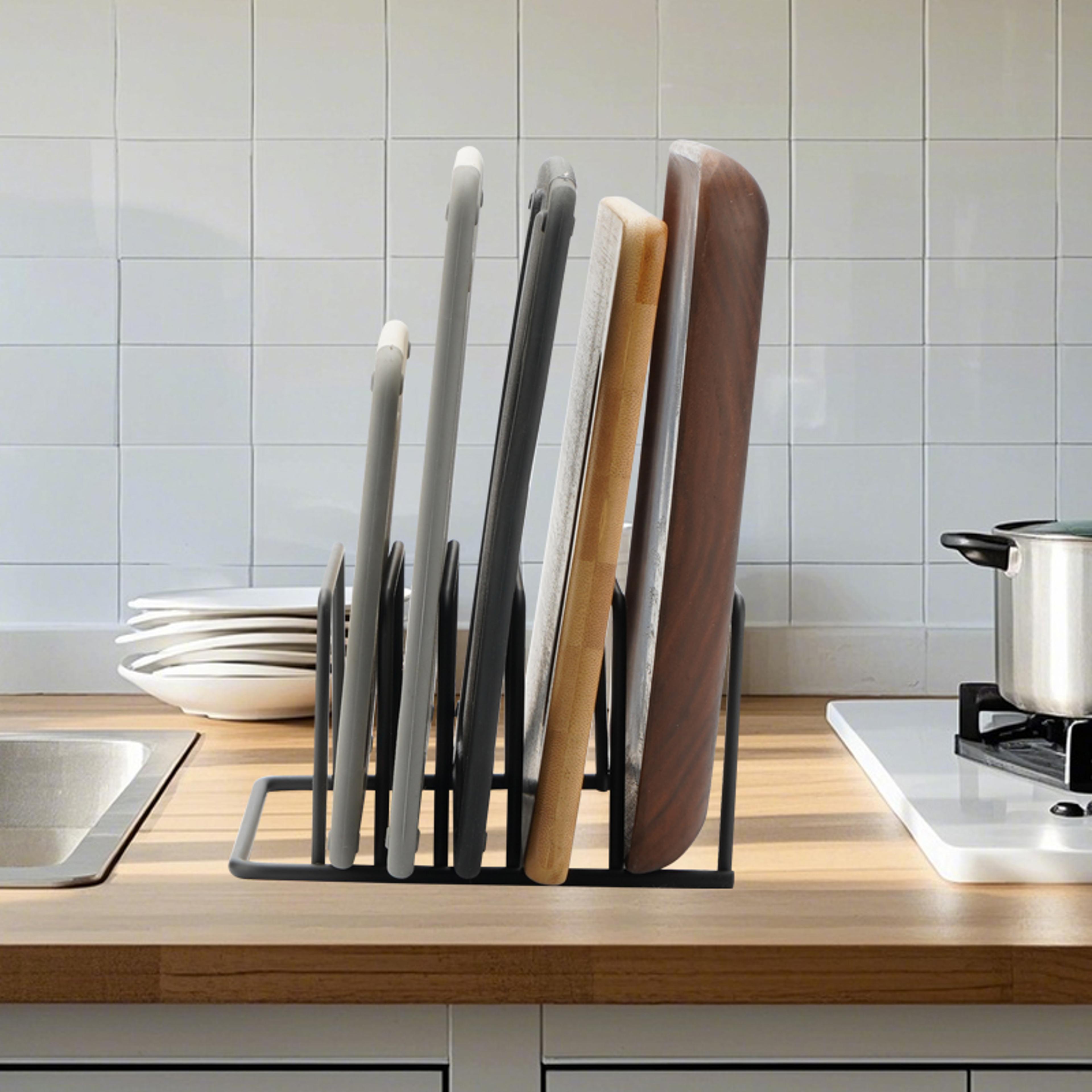 kitchen cutting board organizer rack, metal rack for trays, bakeware