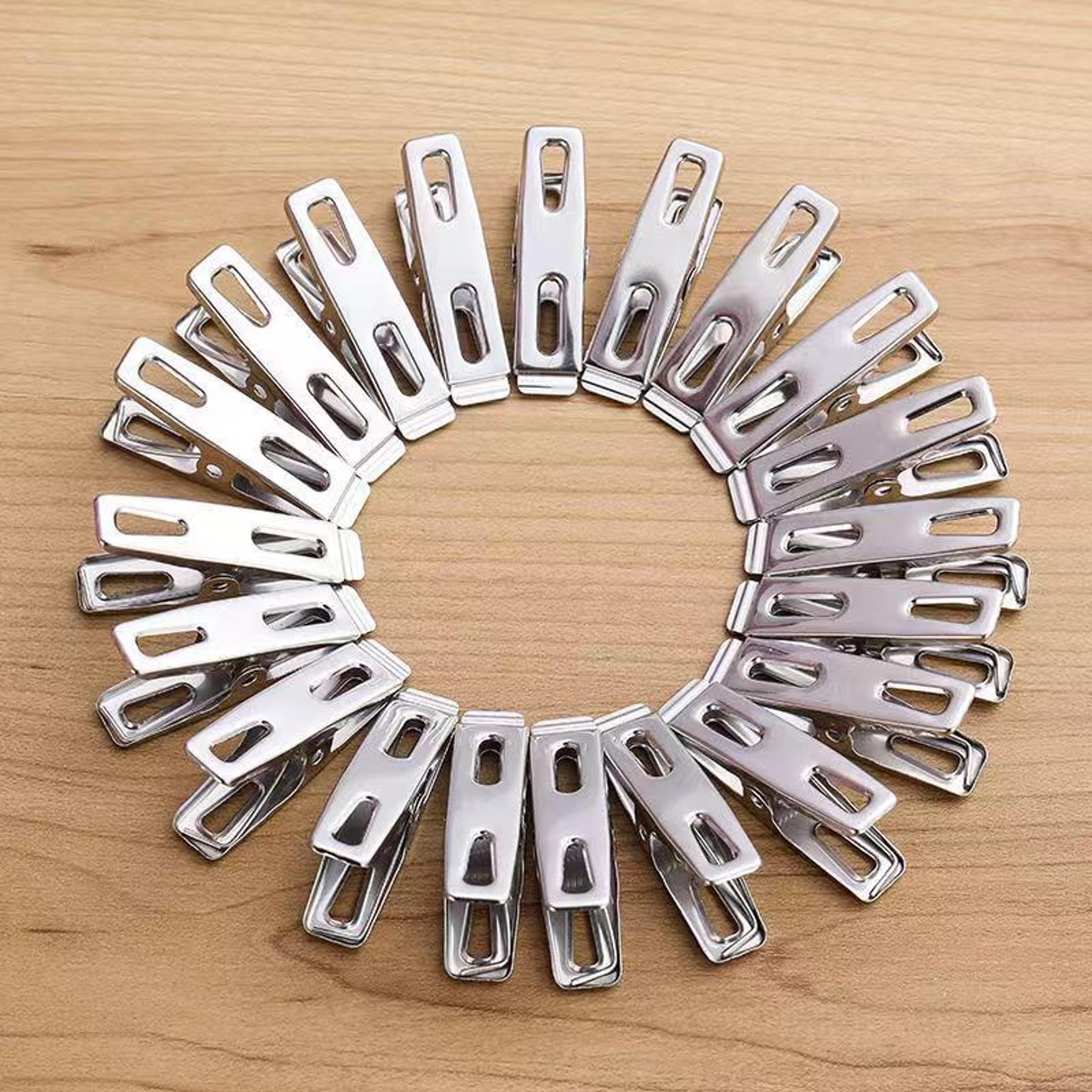 clothes pegs stainless steel clips, windproof metal clothespins for washing line, photos hanger