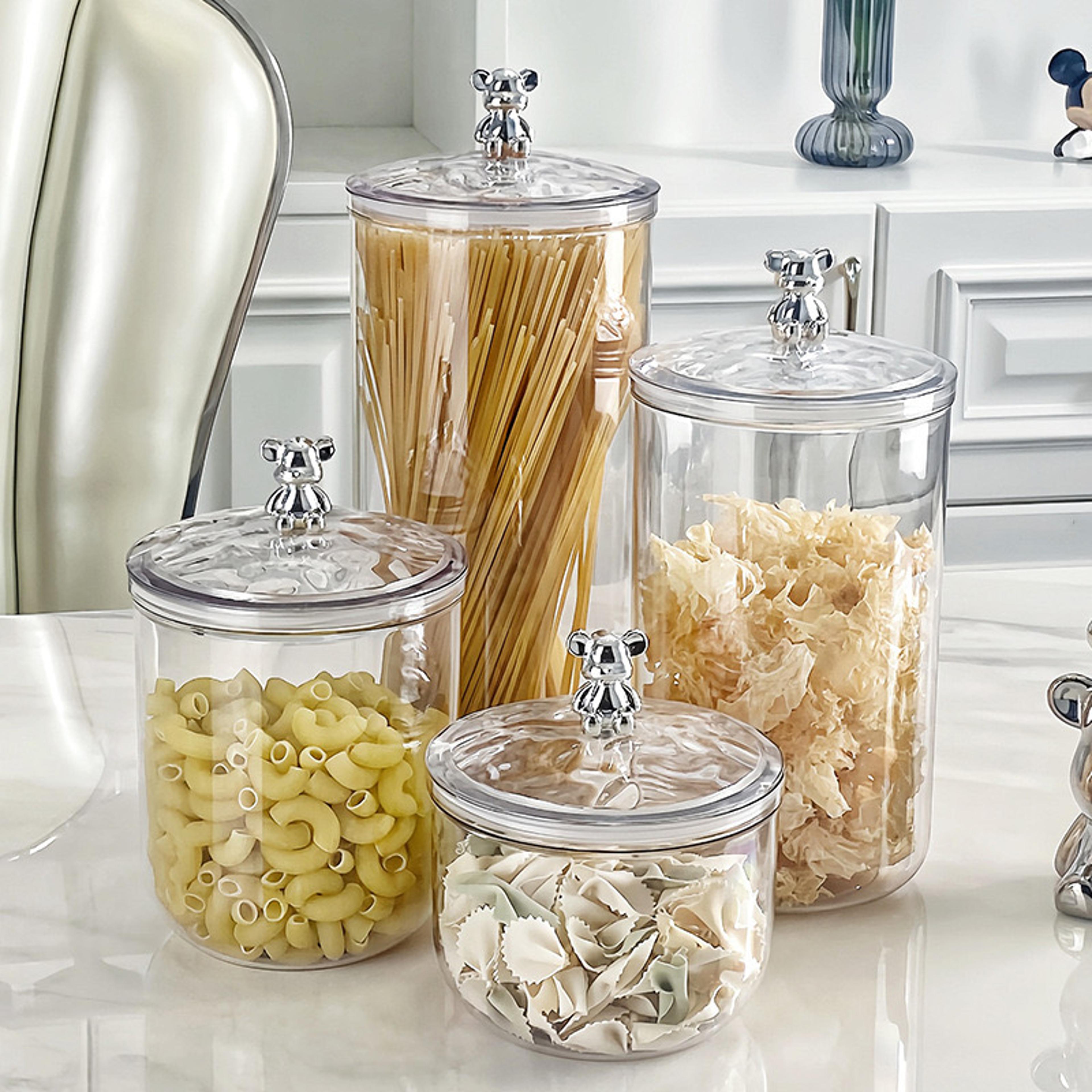 plastic airtight food storage container with lid, pantry organizer, tea can, candy storage box, sealed storage jar