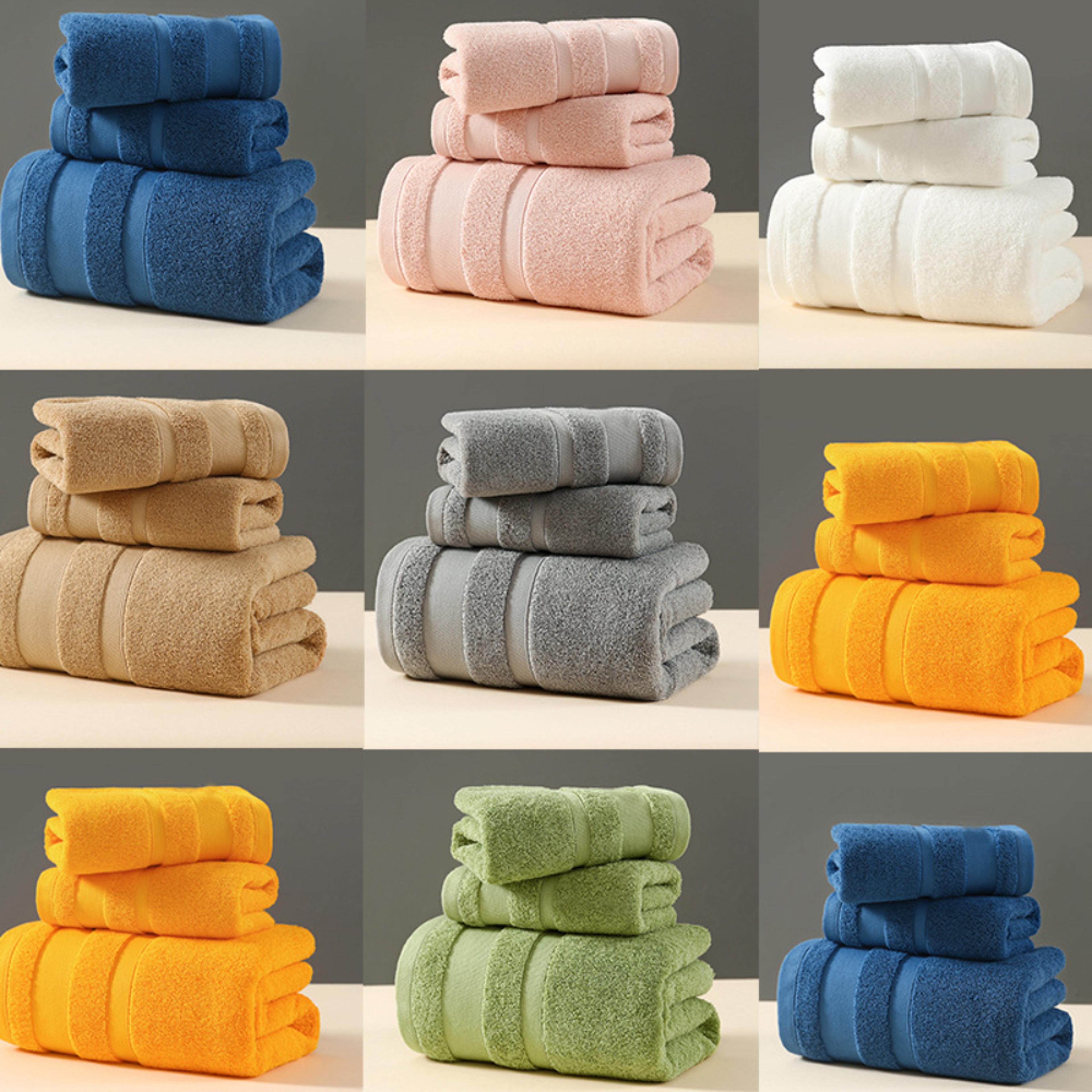 solid color cotton towel gift set, comfortable absorbent bath towels