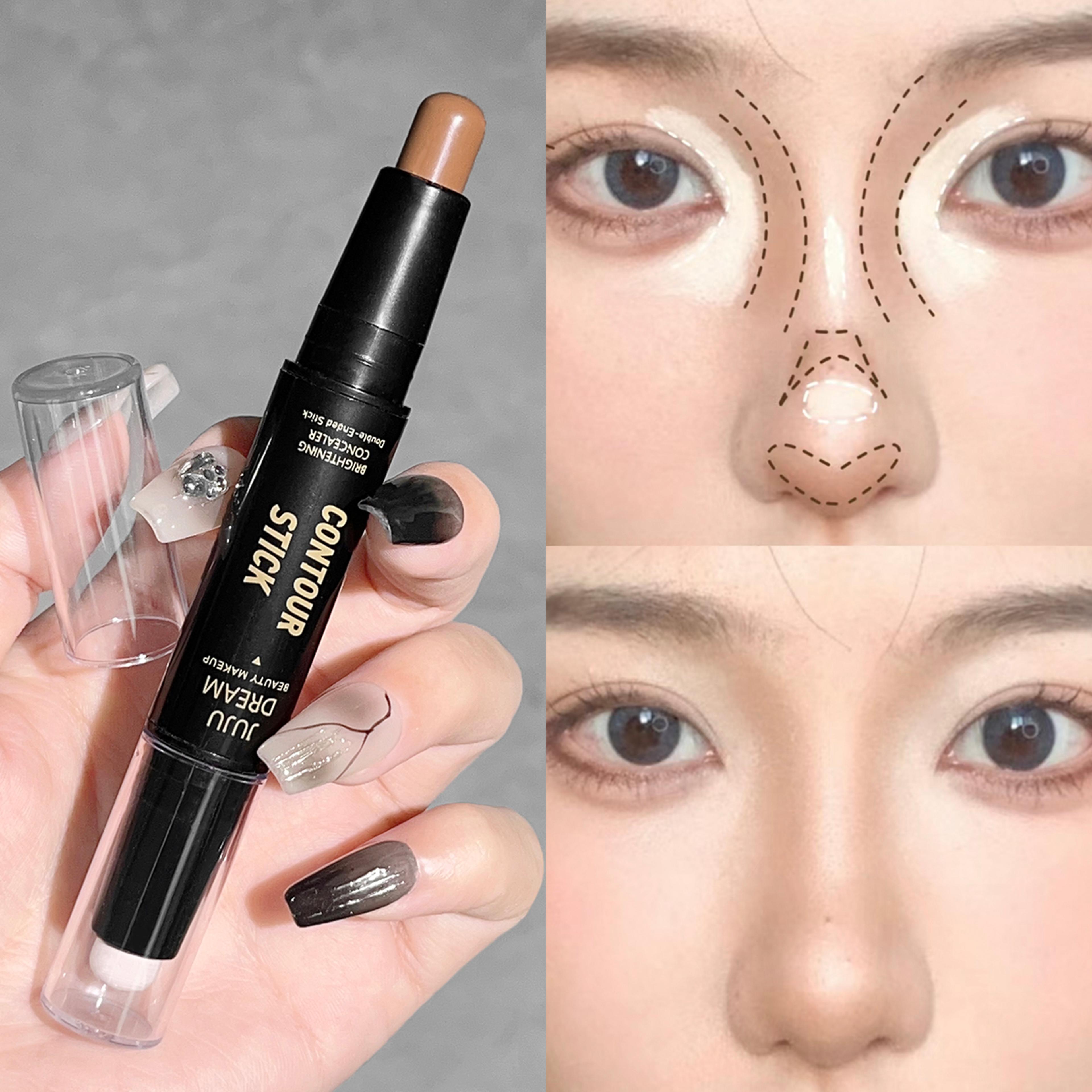 dual-purpose contour stick for nose and facial sculpting, highlighter and trimming tool