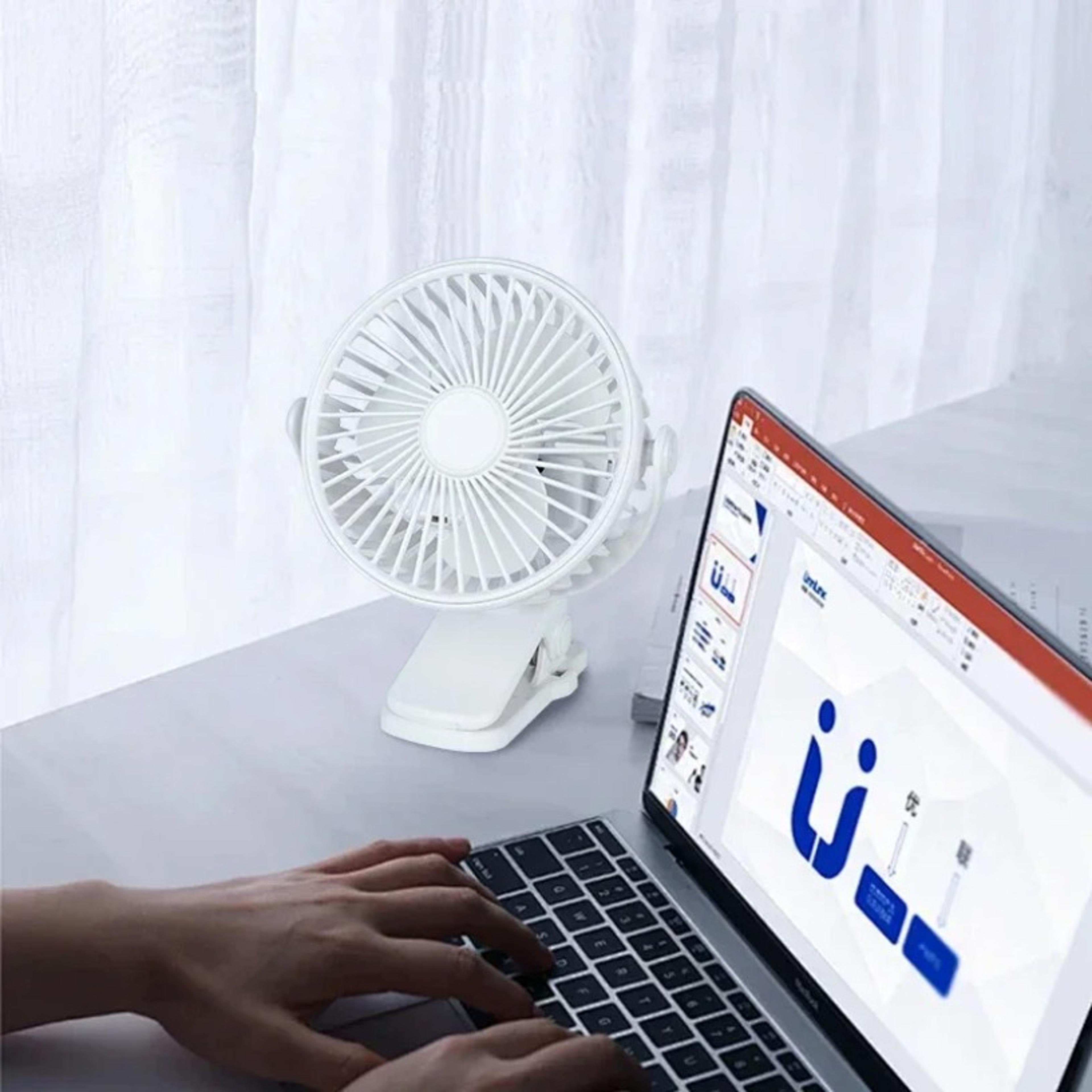 portable usb rechargeable clip-on desk fan with night light ideal for home outdoors