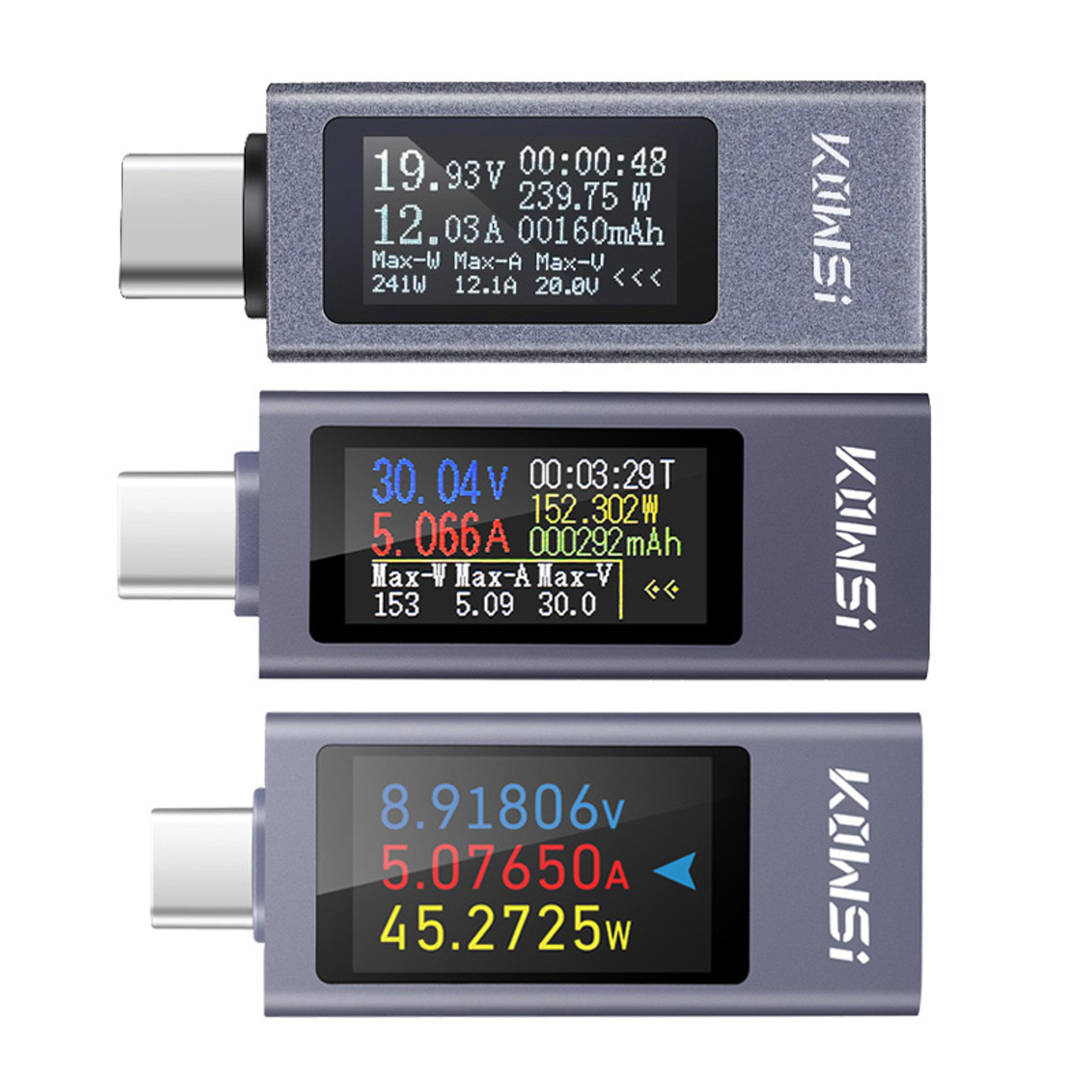 digital display dc voltage and ammeter power meter charger capacity tester, type c