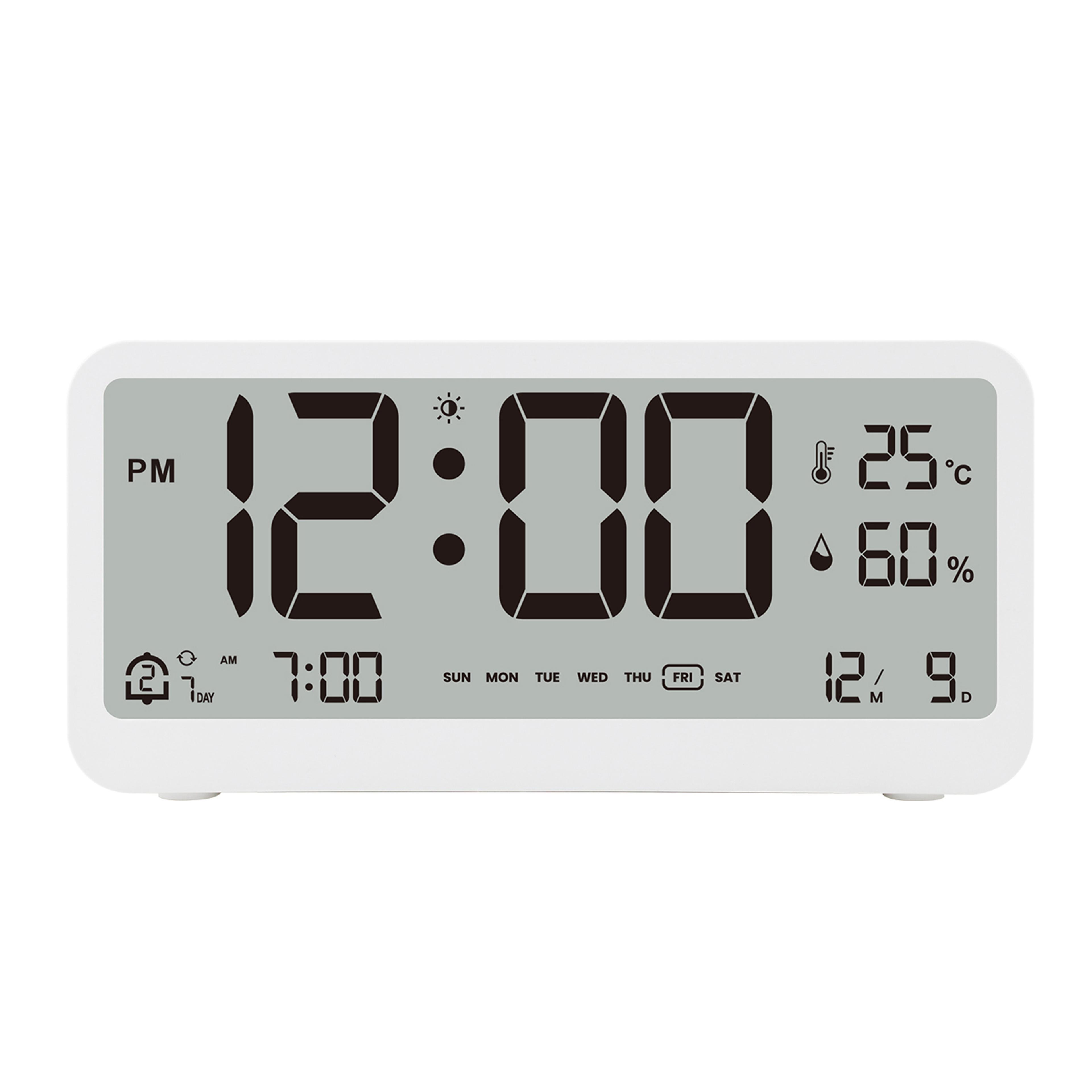 multifunctional led digital alarm clock with temperature humidity display