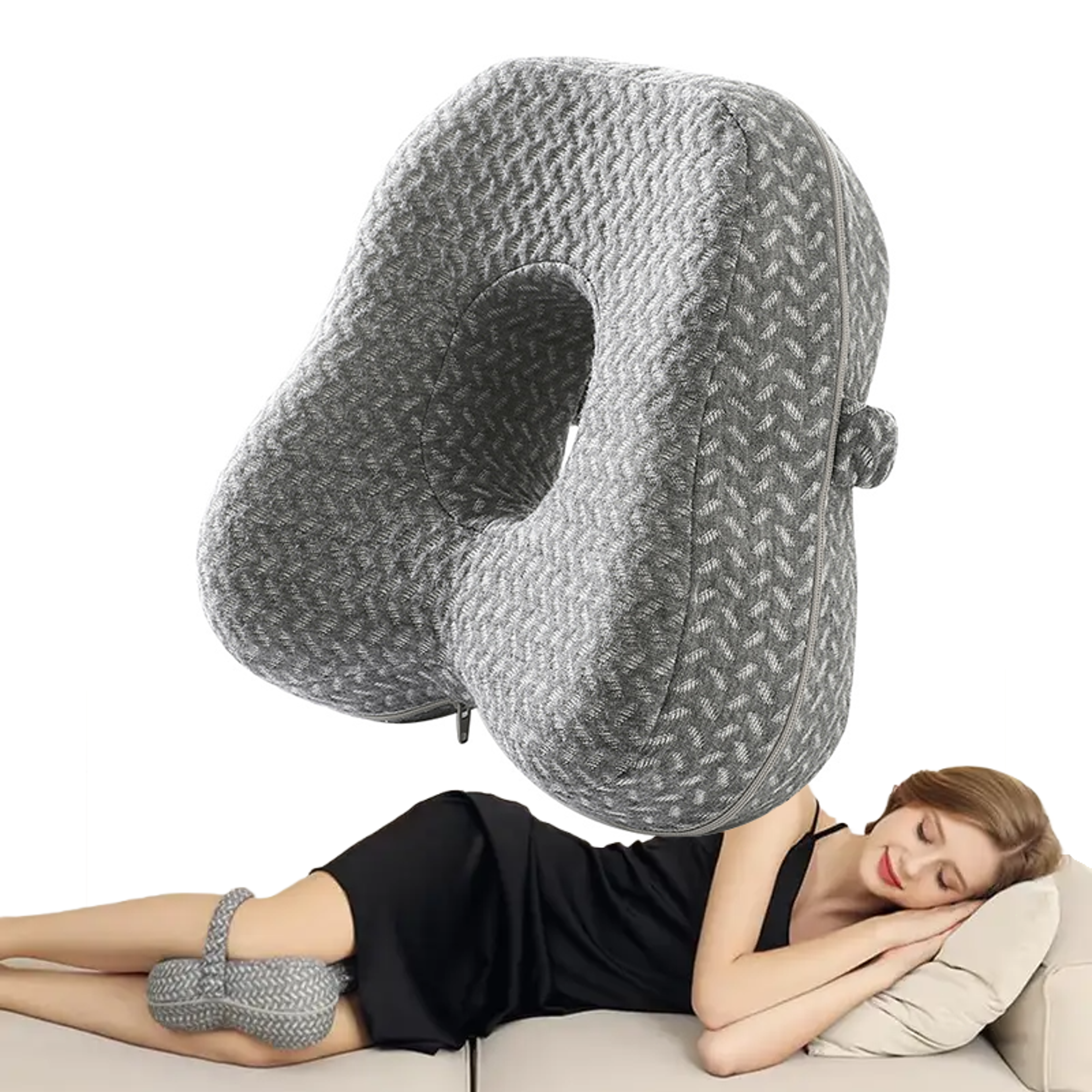 memory foam leg pillow for side sleepers sciatica, hip knee pain relief pillow for back, bed sofa