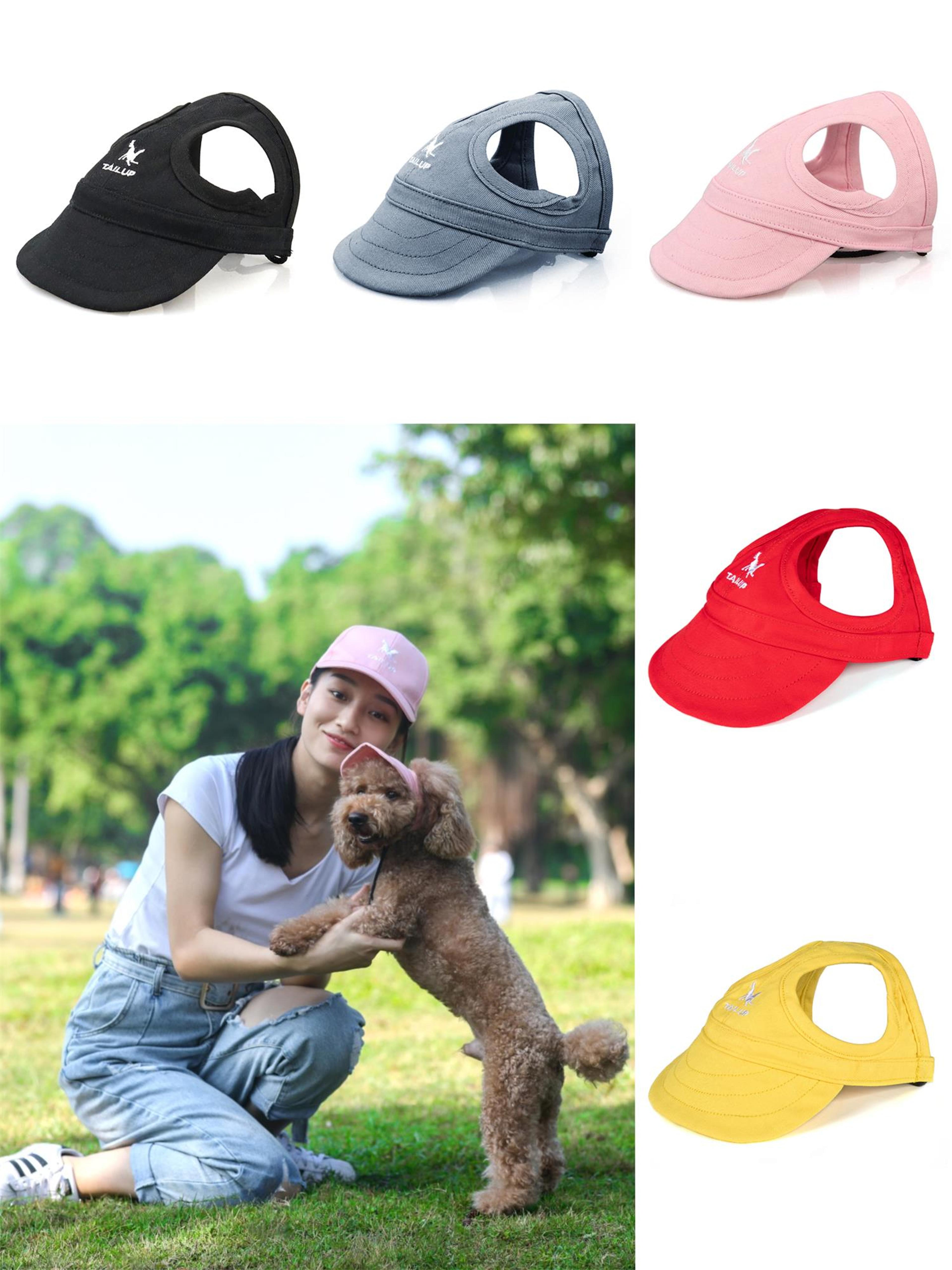 adjustable pet dog baseball hat with ear holes for outdoor activities, sun protection visor for dogs