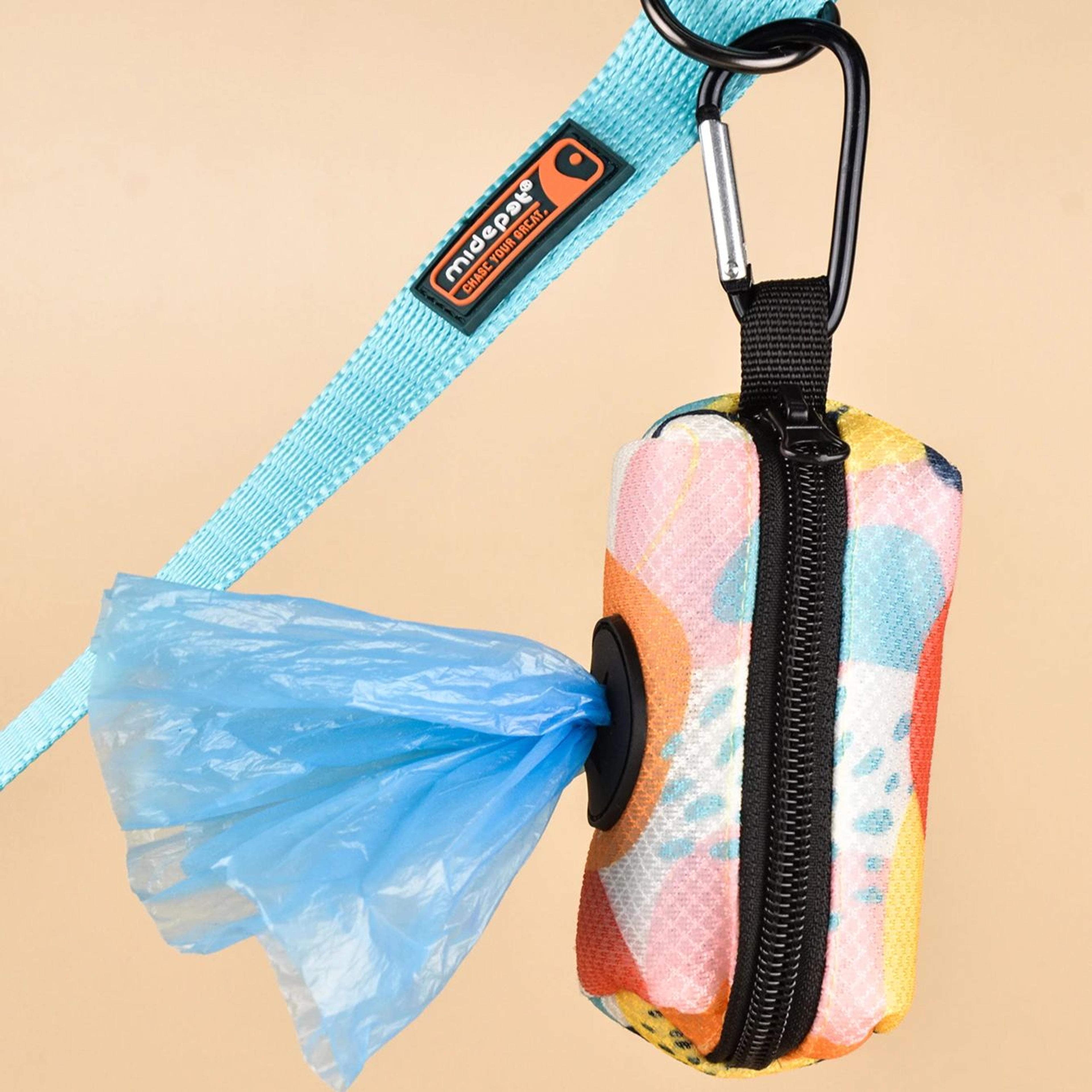 cute abstract designer pet poop bag holder dispenser for dogs, attach to any leash