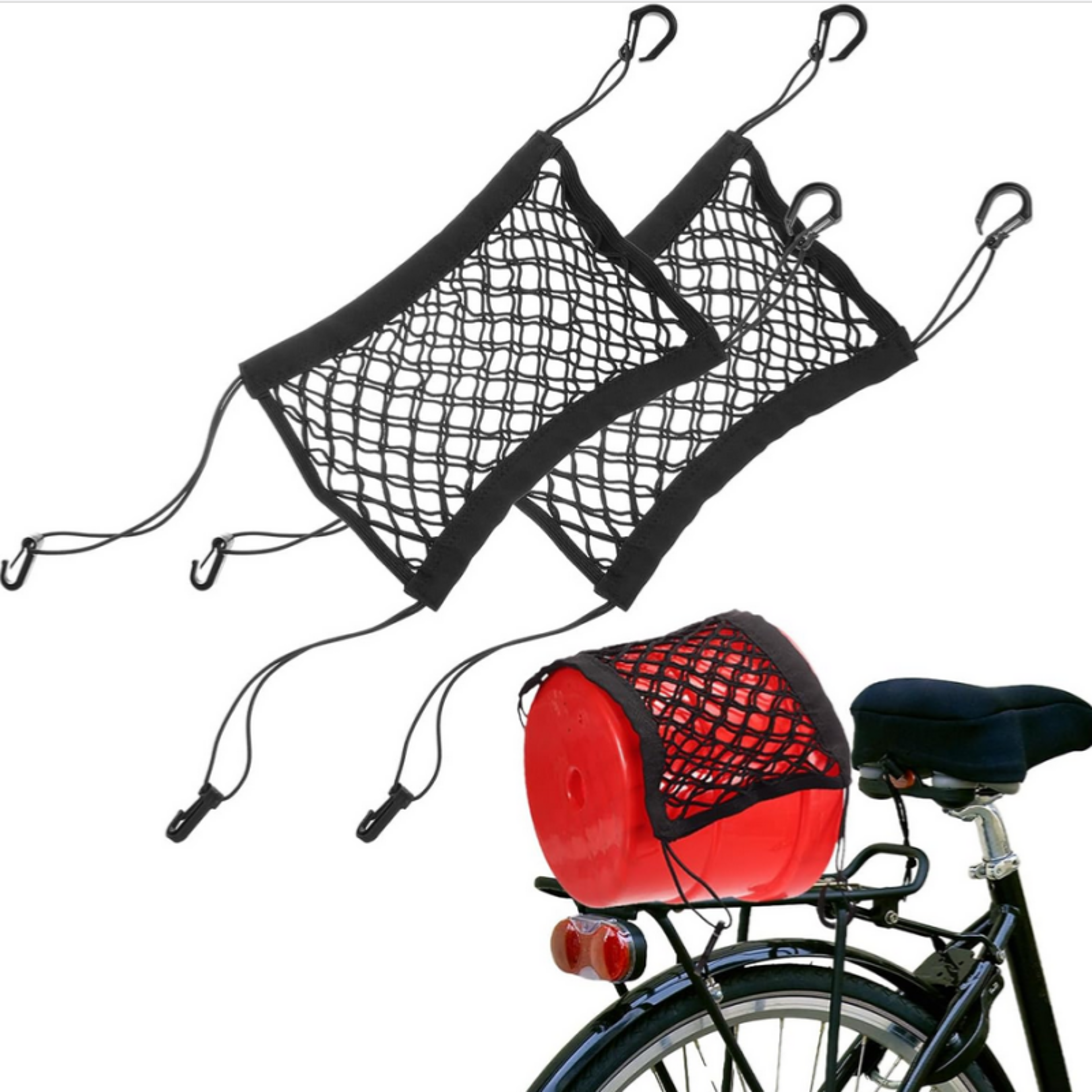 motorcycle cargo net high elastic double layer net for helmet storage, bungee hooks luggage net for motorcycles