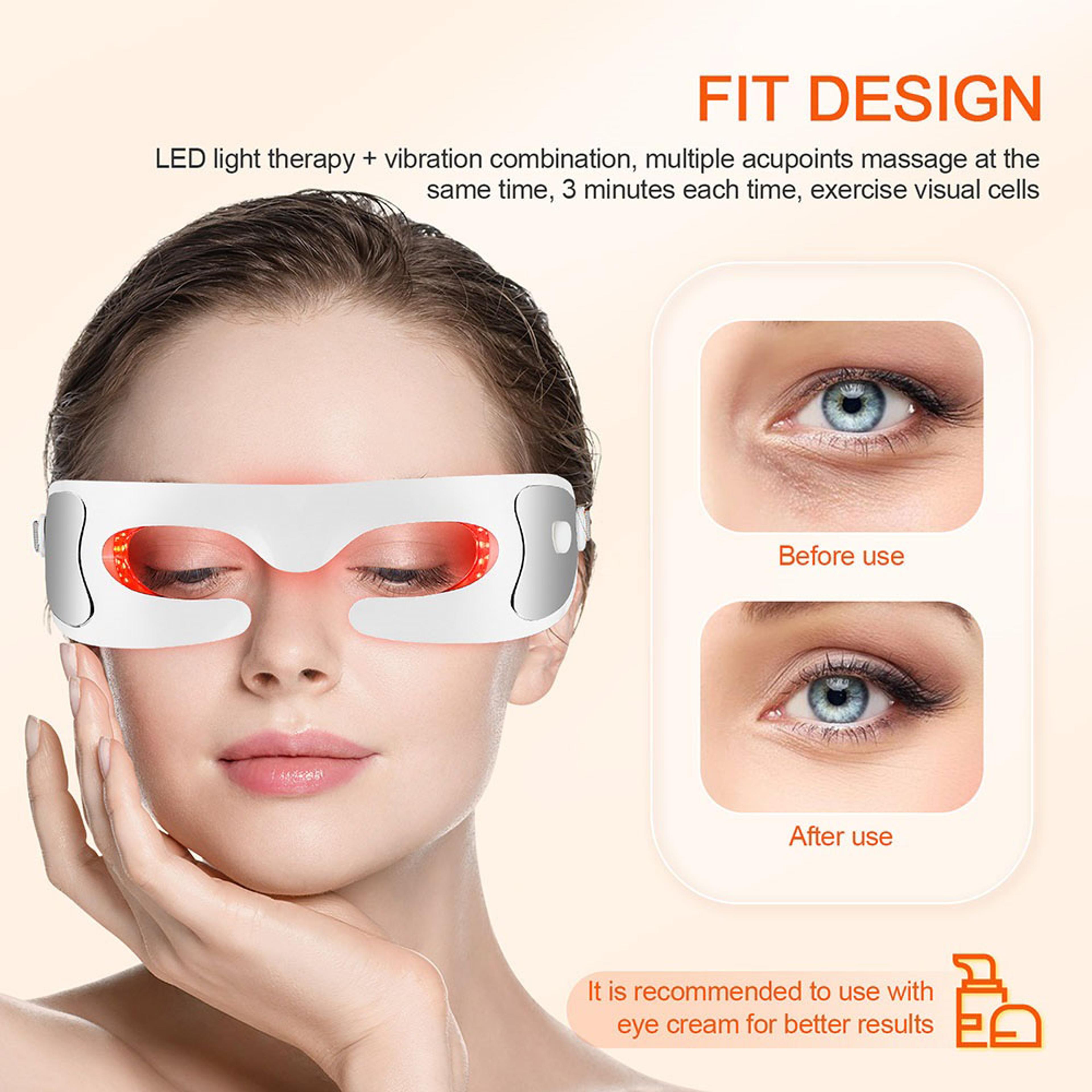 anti-aging eye massager with led photon therapy dark circle fine line reduction