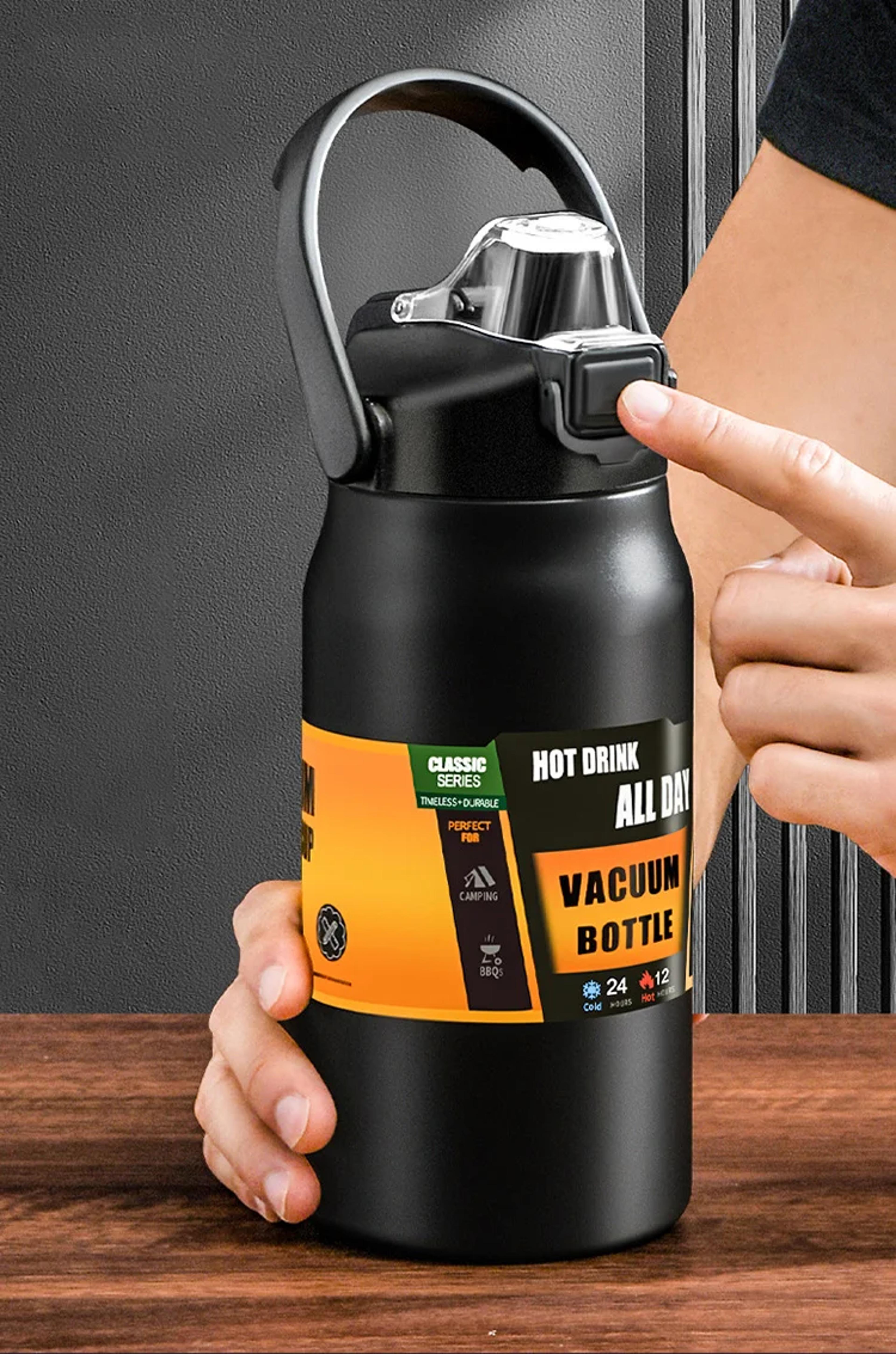 outdoor thermos stainless steel tumbler with straw hot, cold sports water bottle