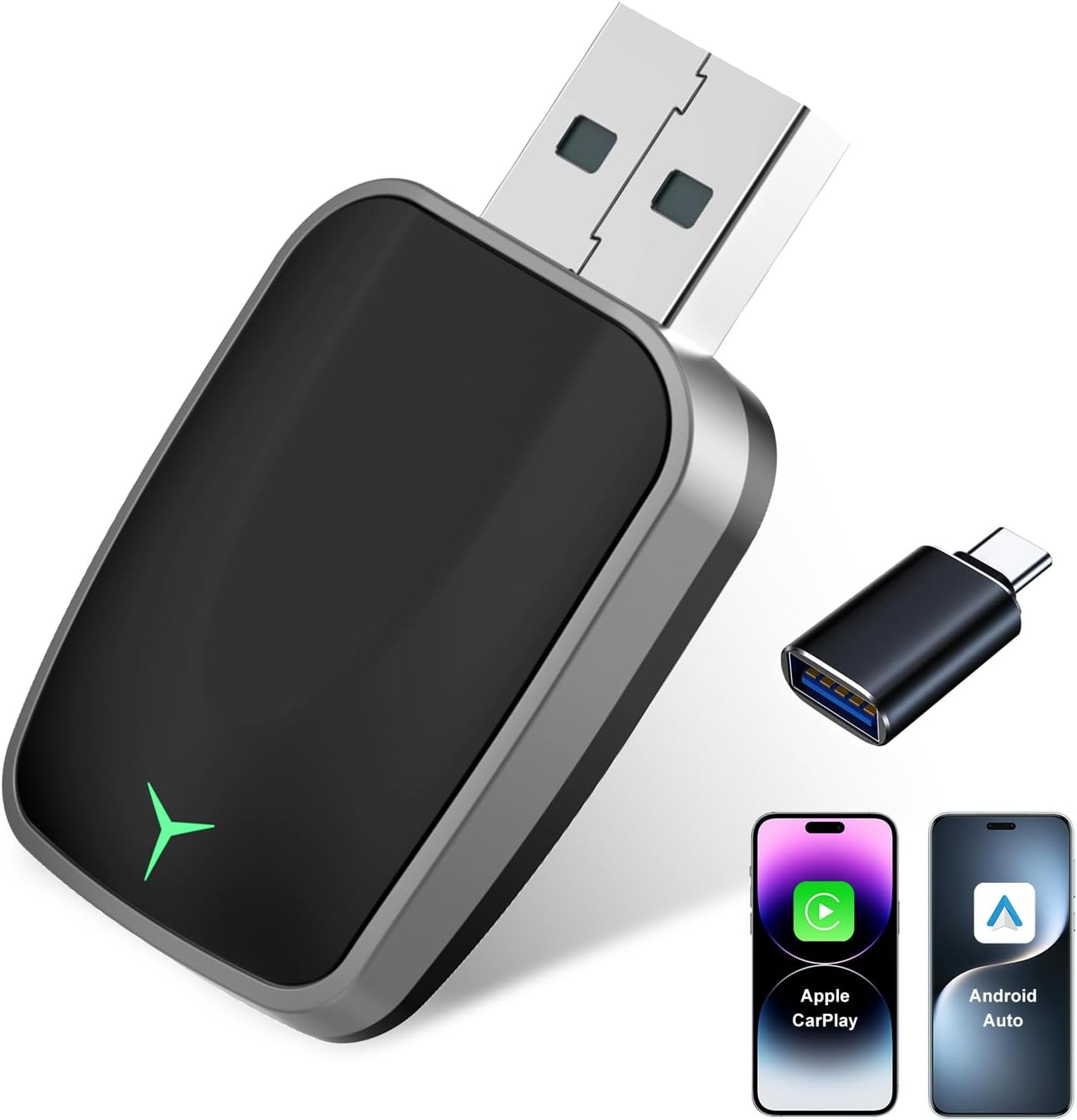 wireless carplay android auto wireless adapter box automatic connection, plug and play bluetooth dongle