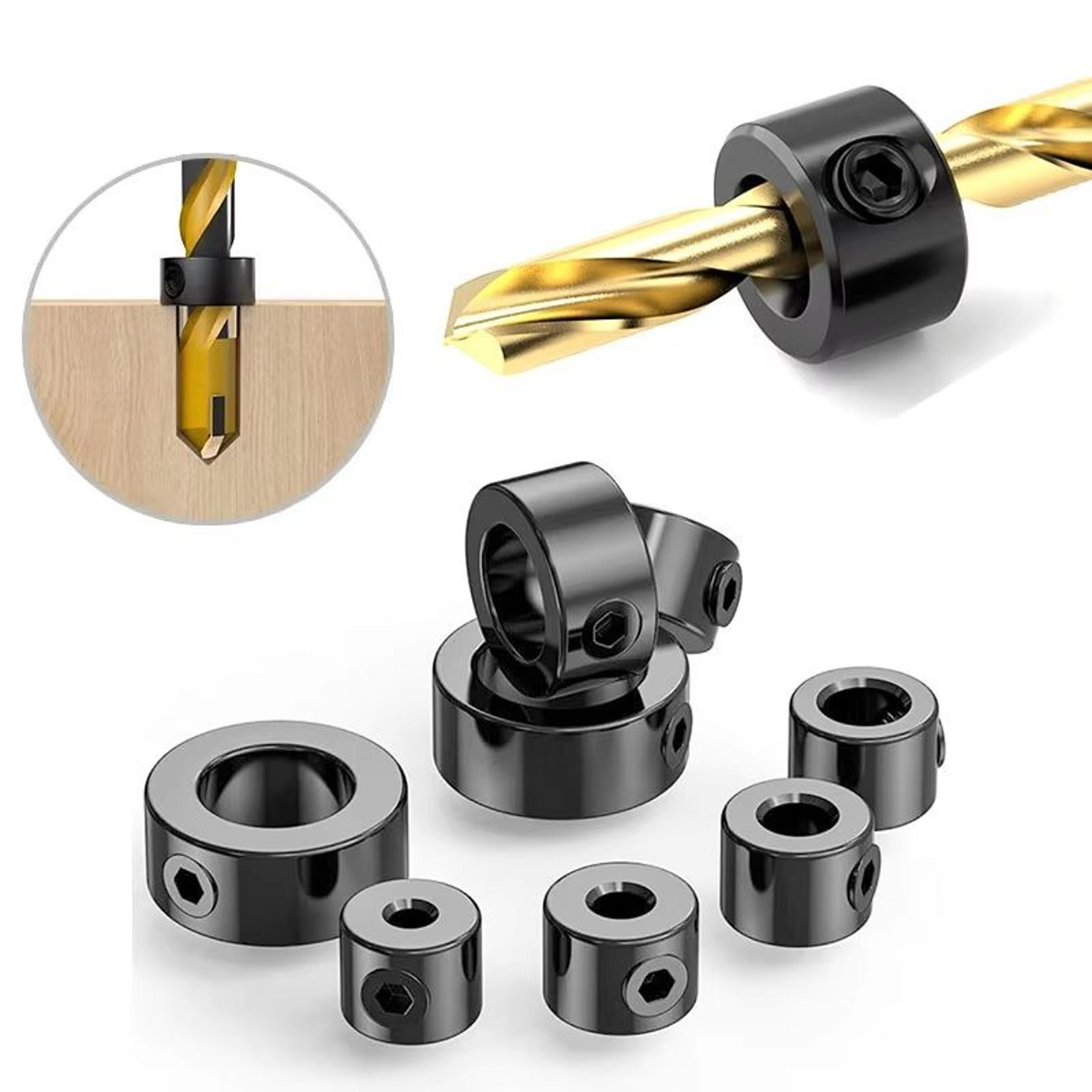 adjustable drill stopper collar set for precision depth control woodworking tool with limit positioner