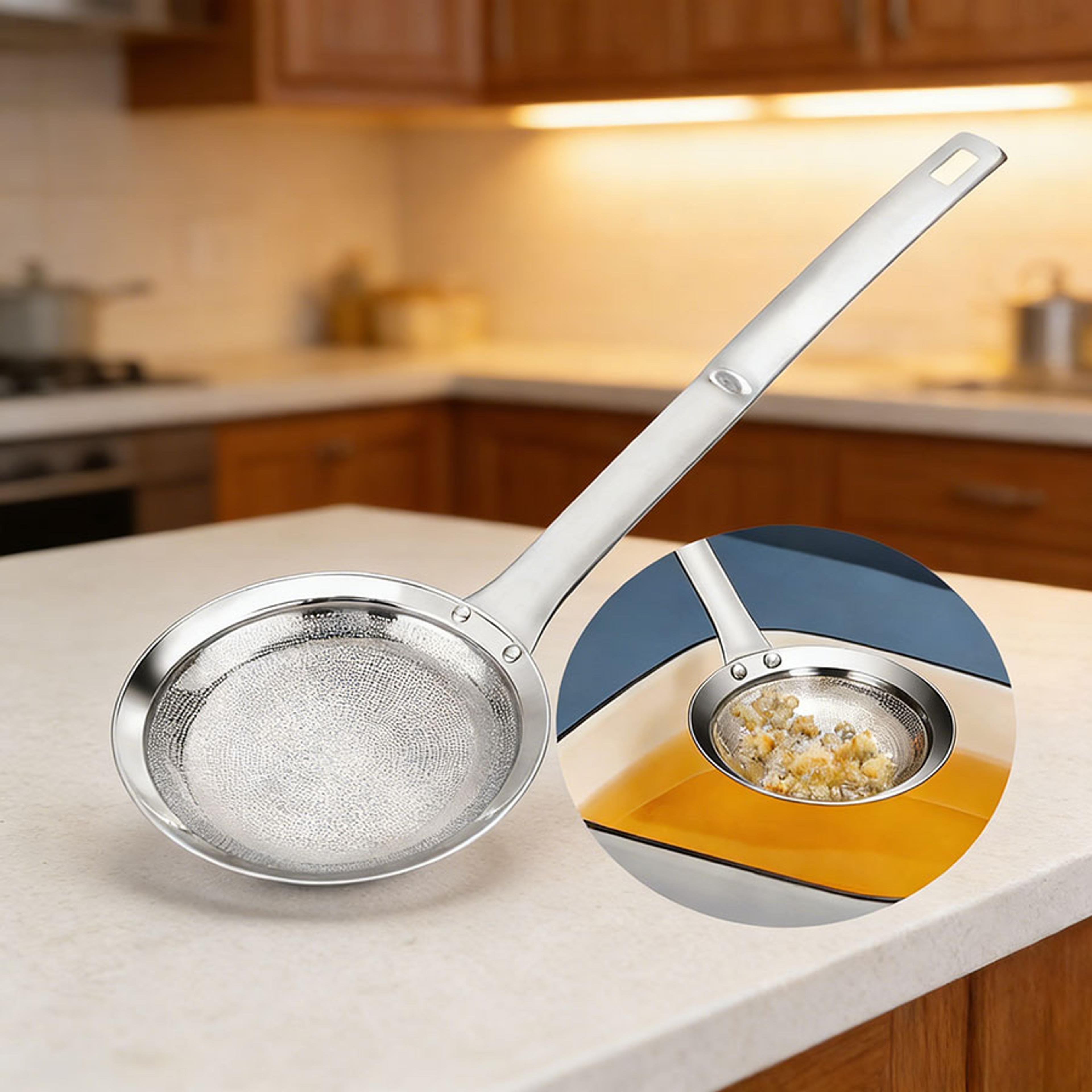stainless steel fat skimmer spoon fine mesh grease strainer for hot pot soup cooking