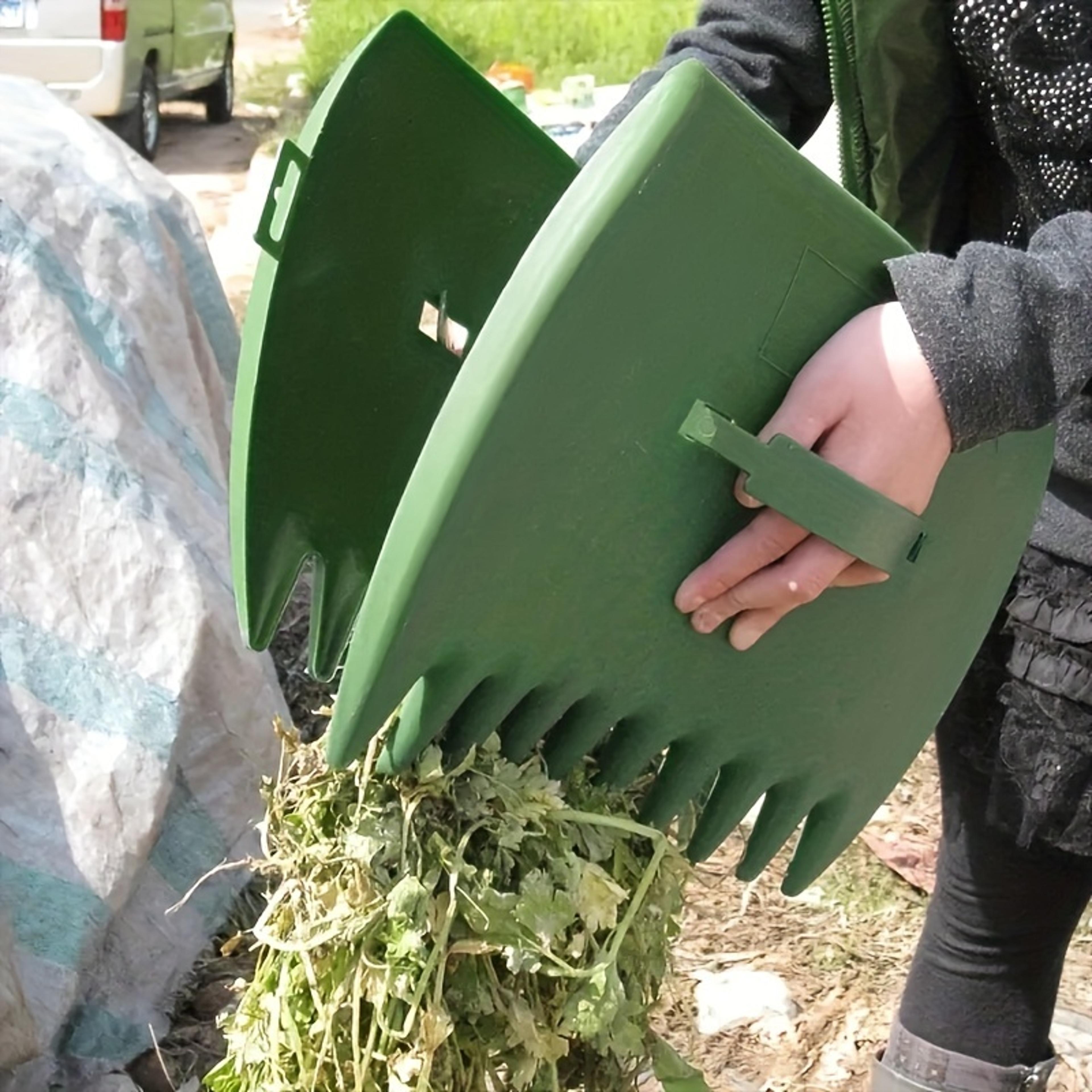 ergonomic handheld gardening rake for yard cleanup lawn care