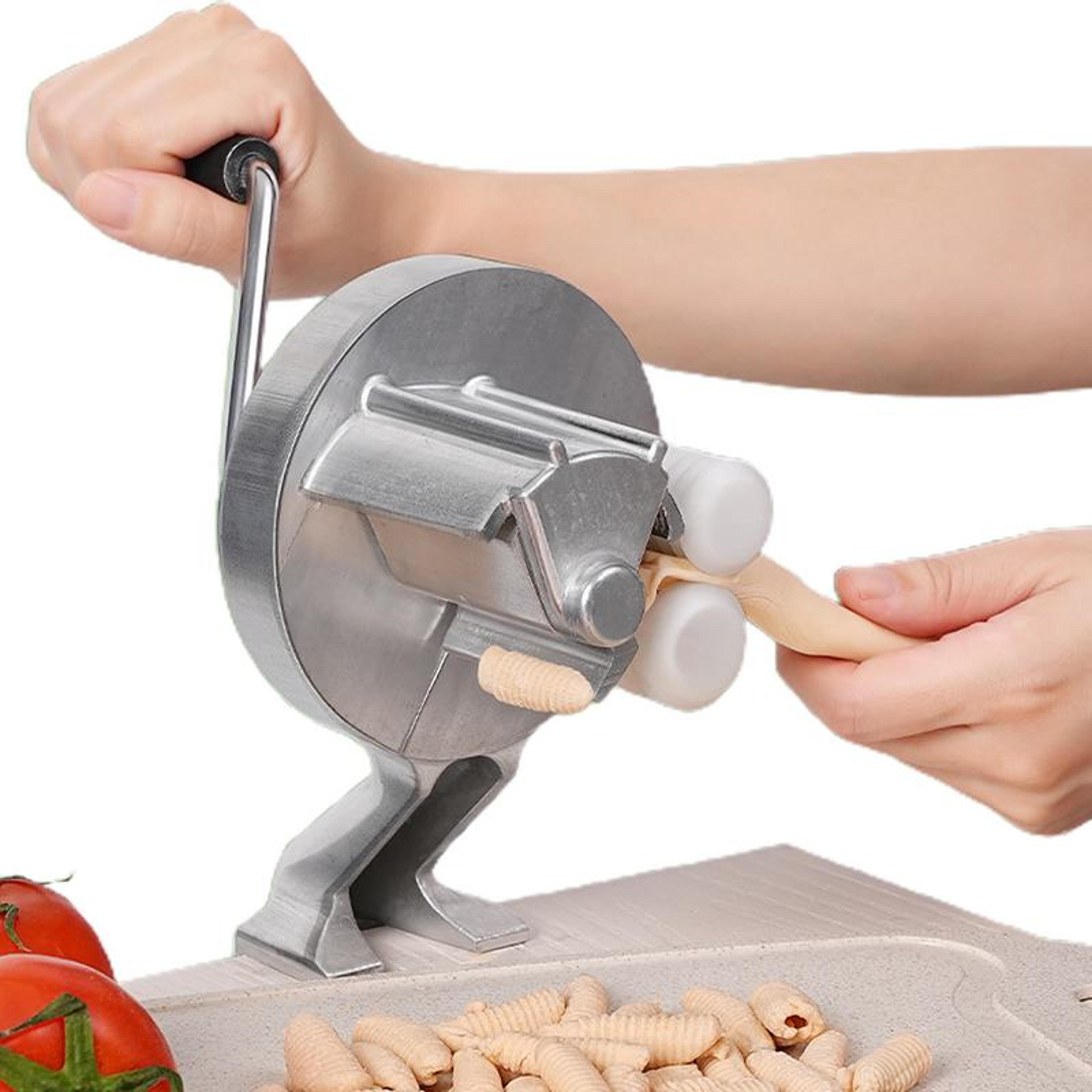 manual pasta maker machine with hand crank cavatelli and macaroni tool for fresh homemade pasta