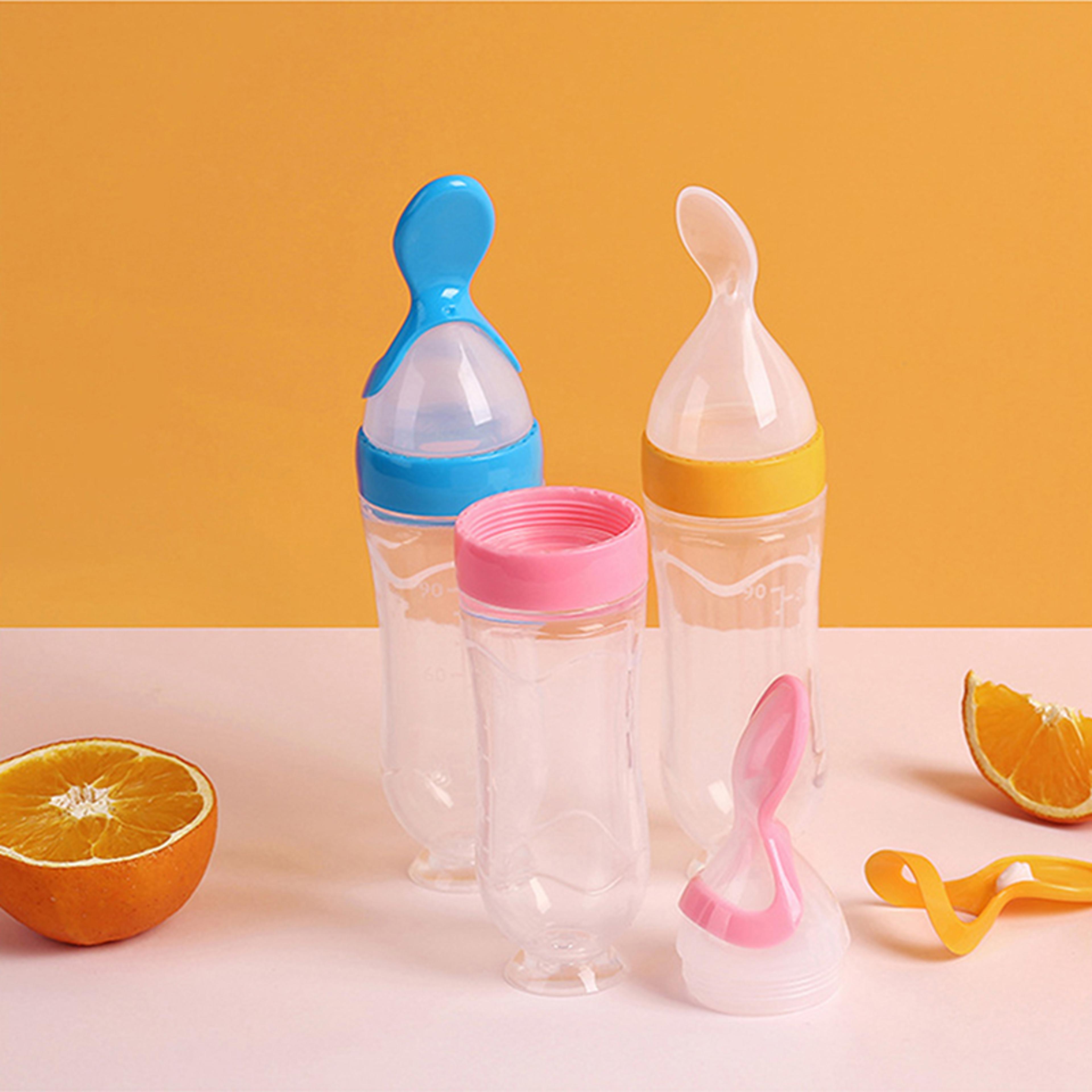 food spoon supplement feeder, squeezing feeding bottle silicone, safe useful tableware for newborn kids.