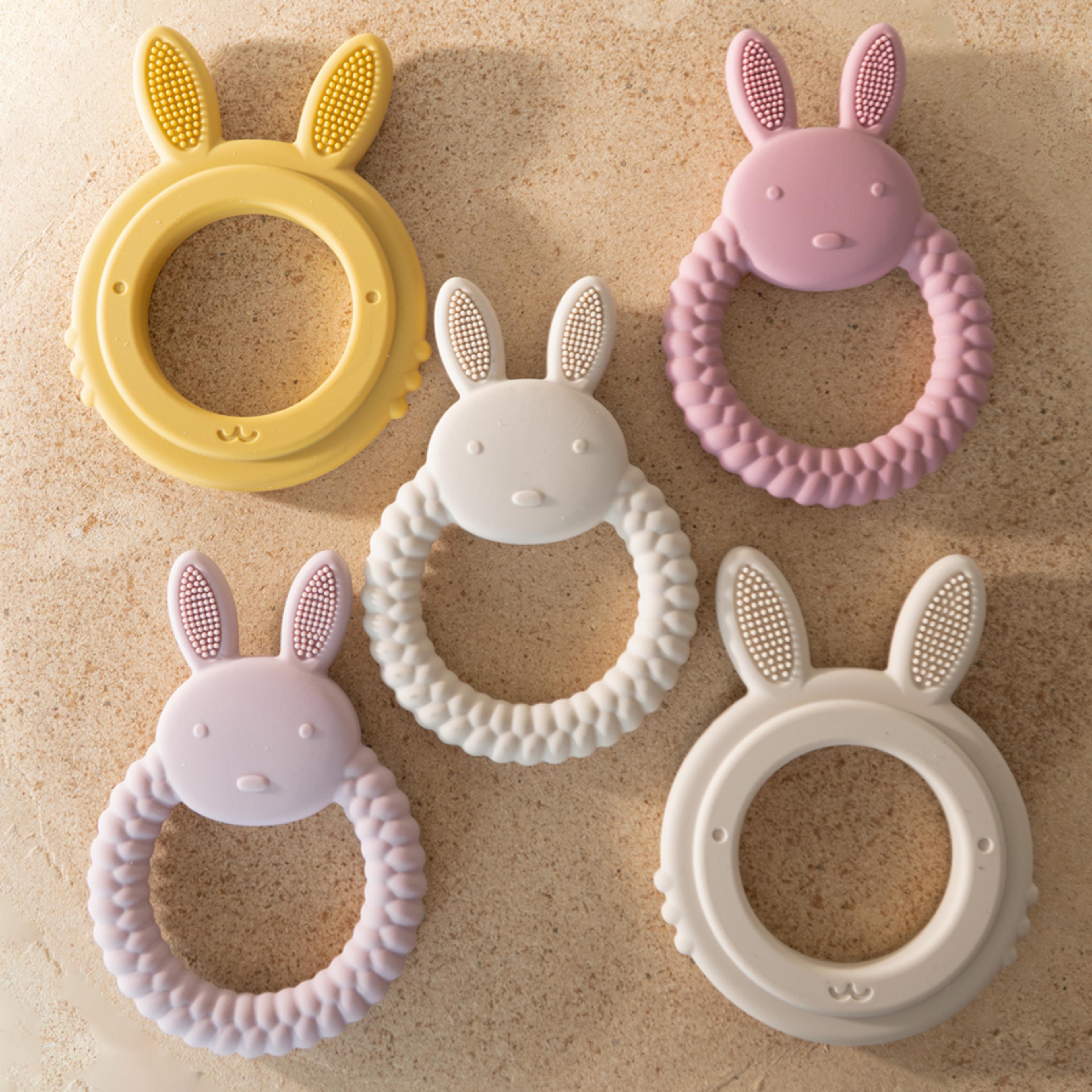 bpa free cartoon rabbit, baby teether silicone toy, health molar chewing, nursing teething gifts baby