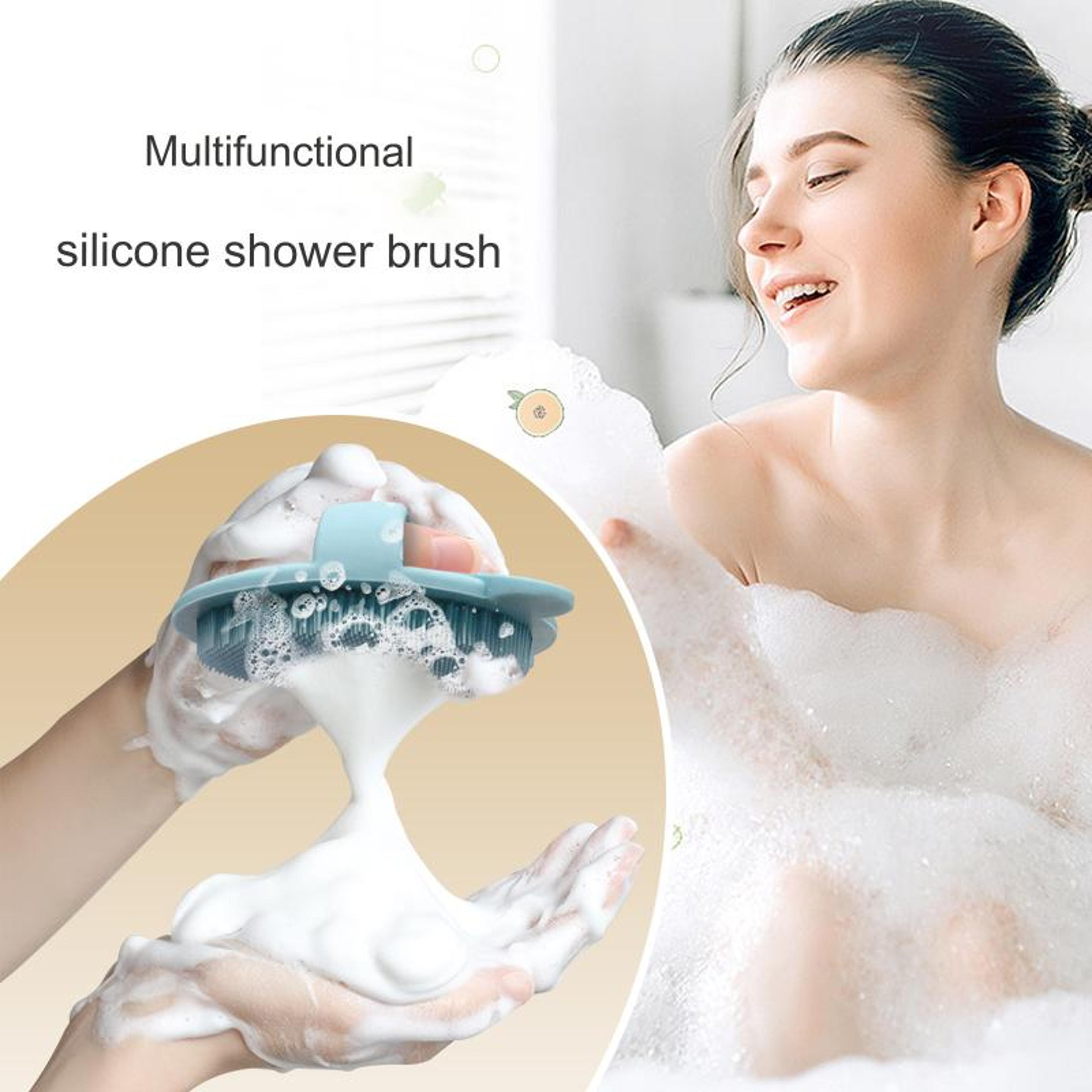 silicone scalp massager shampoo brush for hair growth, dandruff removal and scalp care with dinosaur design